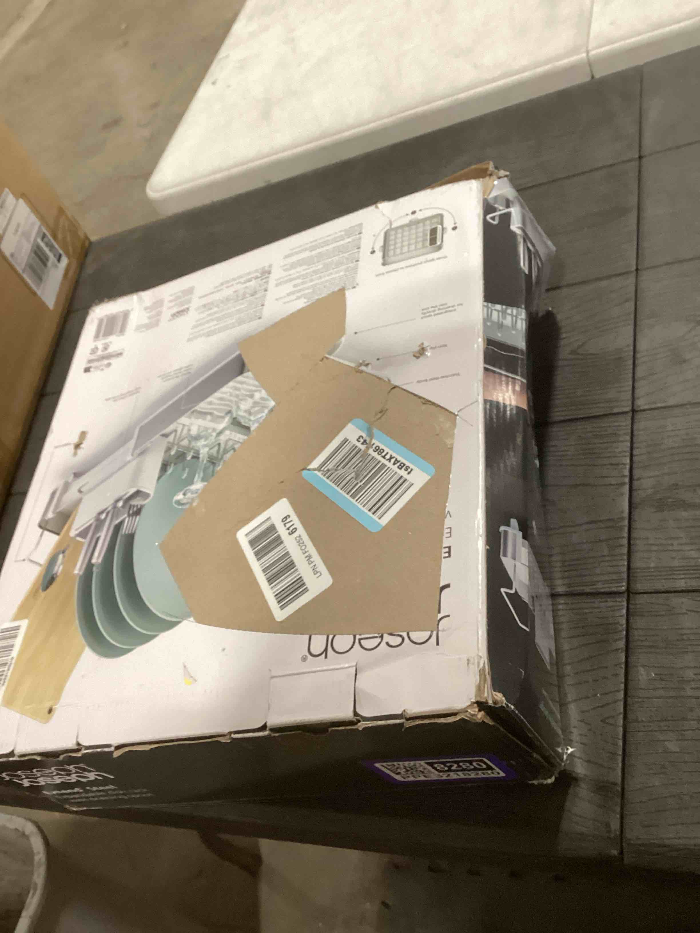 Condition photo showing As Is for Joseph Joseph Extend Steel Expandable Dish Drying Rack with Removable Cutlery Holder Swivel Draining Spout, Stainless Steel 1-tier Light Stone