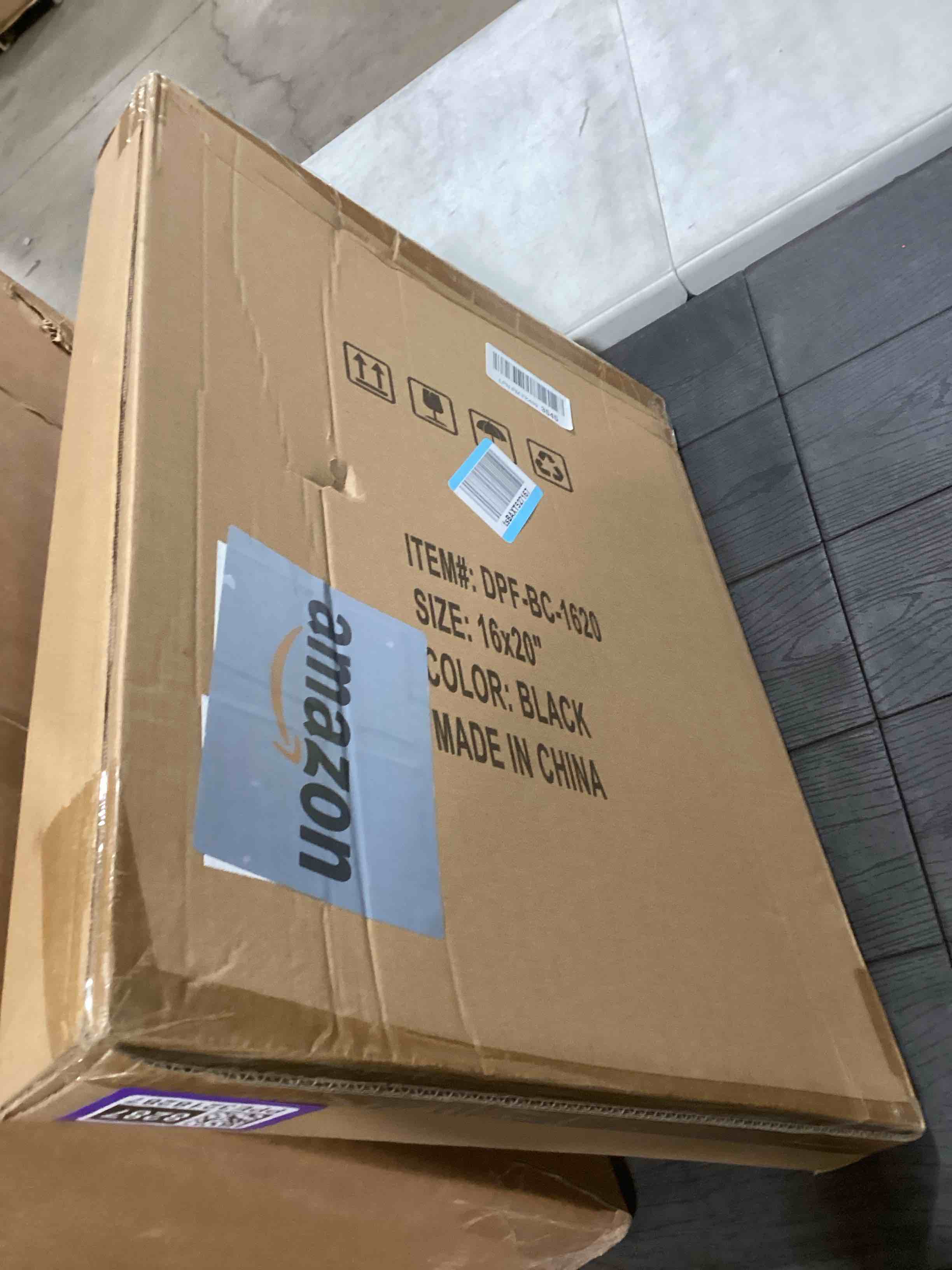 Condition photo showing As Is for Califortree Large 16x20 Shadow Box Frame with Soft Linen Back - Jersey Frame Memory Display Case, 12 Push Pins Included, Black