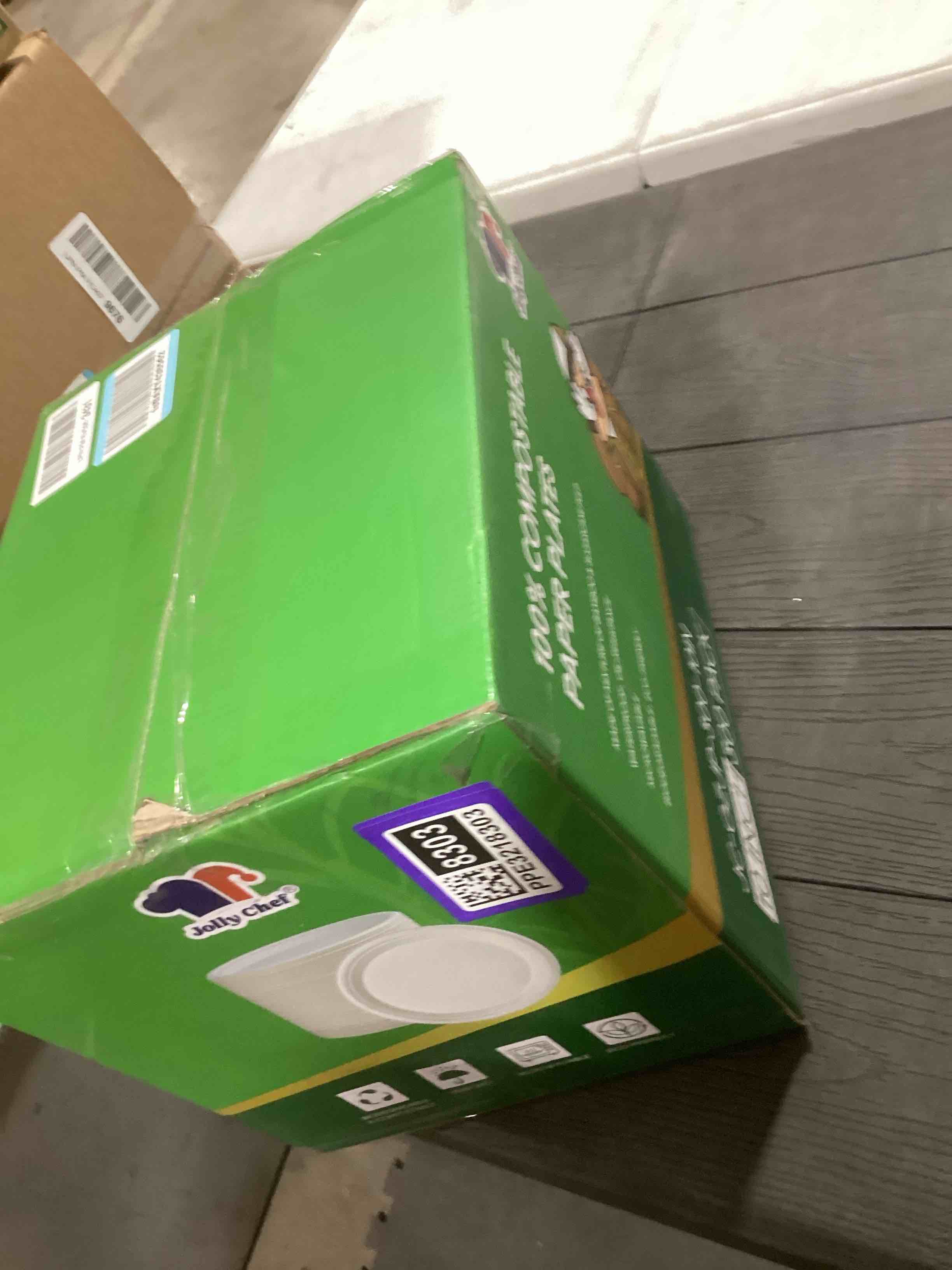 JOLLY CHEF Compostable Heavy Duty Plates ] Eco-Friendly Disposable White Paper Plates Made of Bagasse Biodegradable Bulk for Party Dinner Sugarcane Lunch Christmas 300 Count (Pack of 1) White