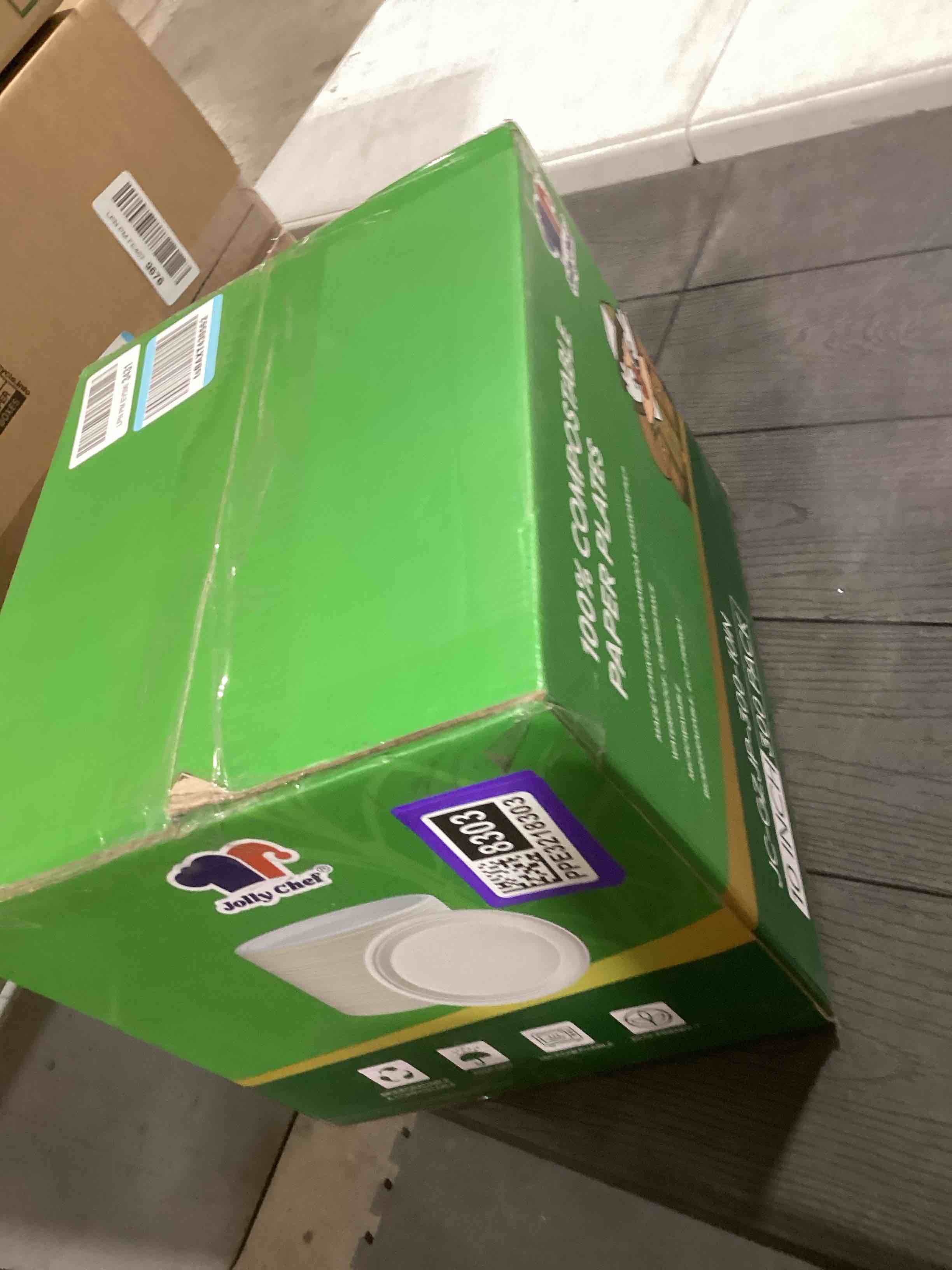 Condition photo showing Good Condition for JOLLY CHEF Compostable Heavy Duty Plates ] Eco-Friendly Disposable White Paper Plates Made of Bagasse Biodegradable Bulk for Party Dinner Sugarcane Lunch Christmas 300 Count (Pack of 1) White