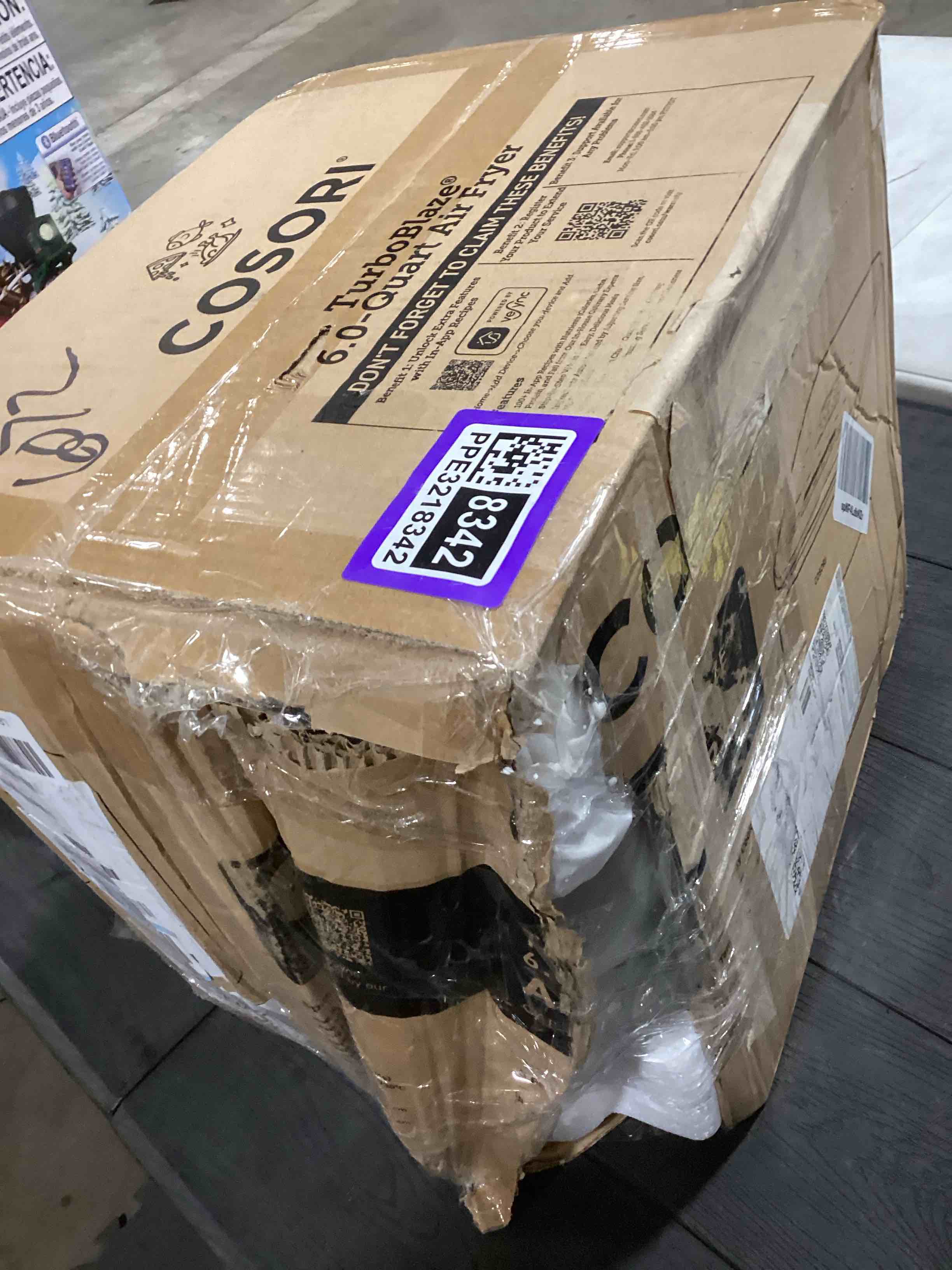 Condition photo showing As Is for Cosori 9-in-1 TurboBlaze Air Fryer 6 Qt, Premium Ceramic Coating, 90°–450°F, Precise Heating for Even Results, Air Fry, Roast, Bake, Broil, Dry, Frozen, Proof, Reheat, Keep Warm, 120V Dark Gray 6QT Air fryer