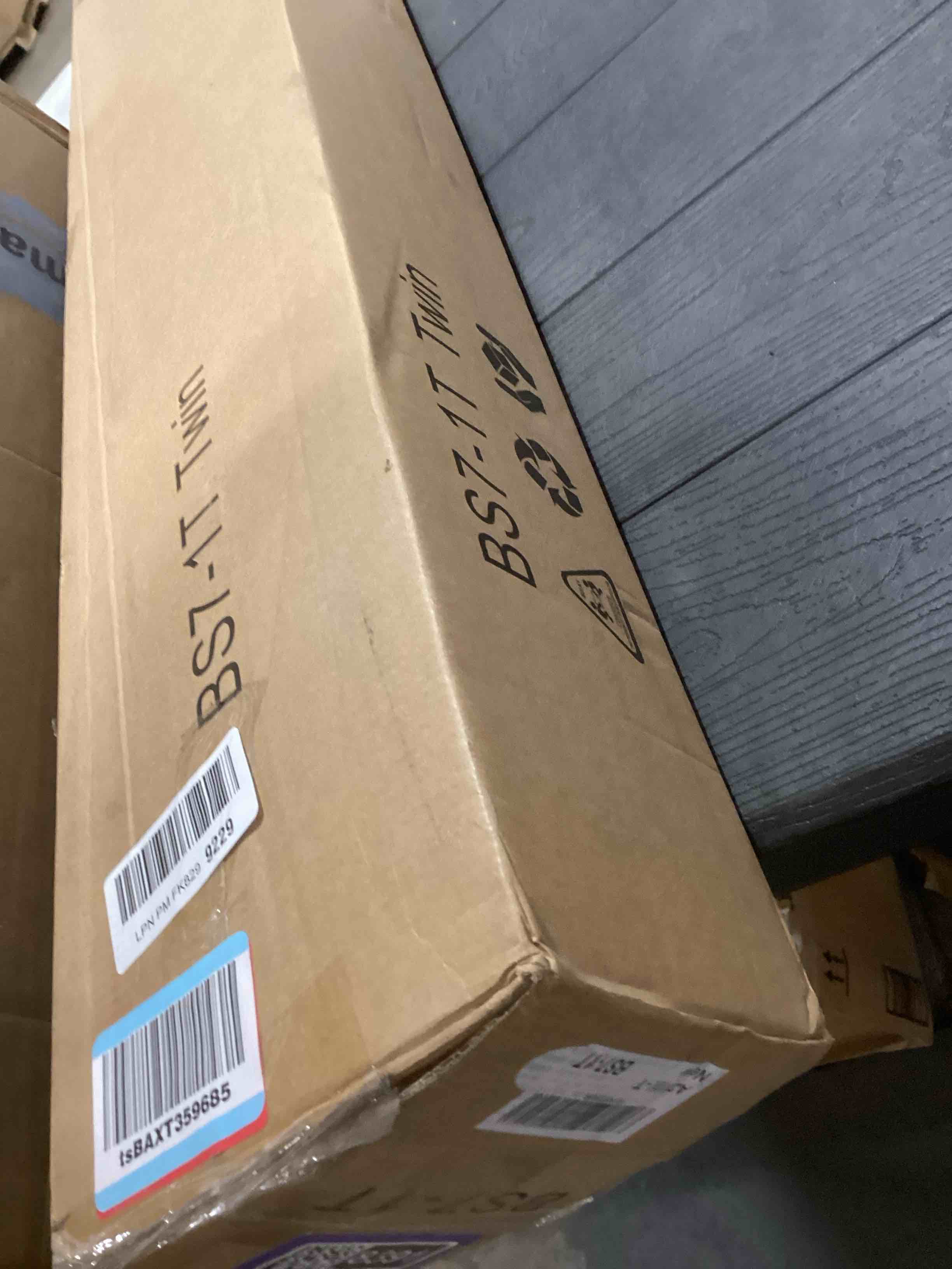 Condition photo showing As Is for Twin Box Spring with Fabric Cover Set,7 Inch High Profile Box Spring Twin with 2500lbs Max Weight Capacity, Durable Mattress Foundation Easy Assembly, Non-Slip, Noise Free 7 Inch Twin