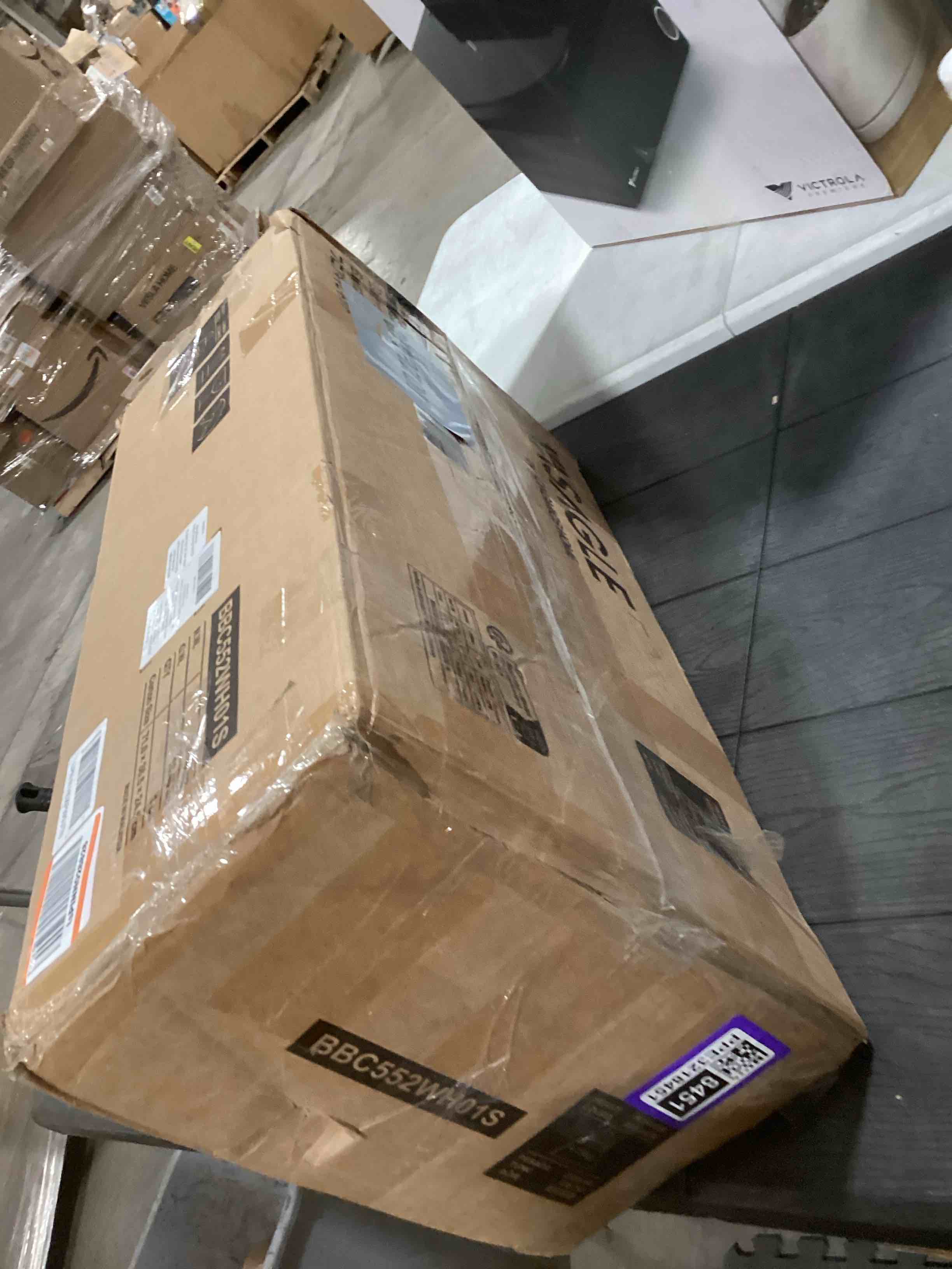 Condition photo showing As Is for VASAGLE Floor Storage Cabinet, Freestanding Storage Unit with 4 Doors, Adjustable Shelves, 11.8 x 23.6 x 43.3 Inches, for Entryway, Bathroom, White UBBC552P31 White 4 Doors