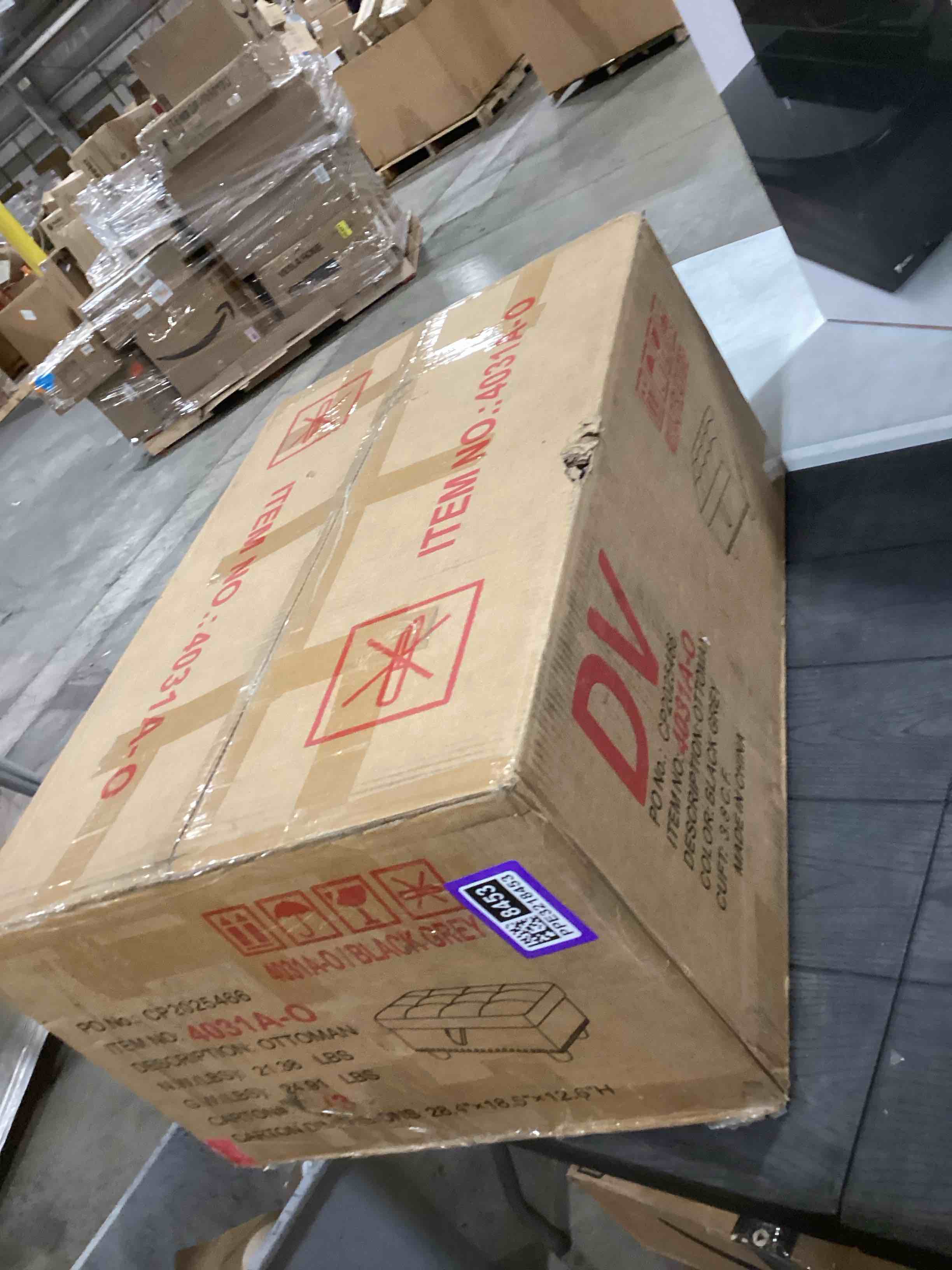 Condition photo showing As Is for INCOMPLETE JUST OTTOMAN Leather Sectional Sofa with Movable Chaise & Storage Ottoman, 3-Piece Modular Convertible L-Shaped Couches for Living Room, Apartment & Office, Black A-leather-black Leather