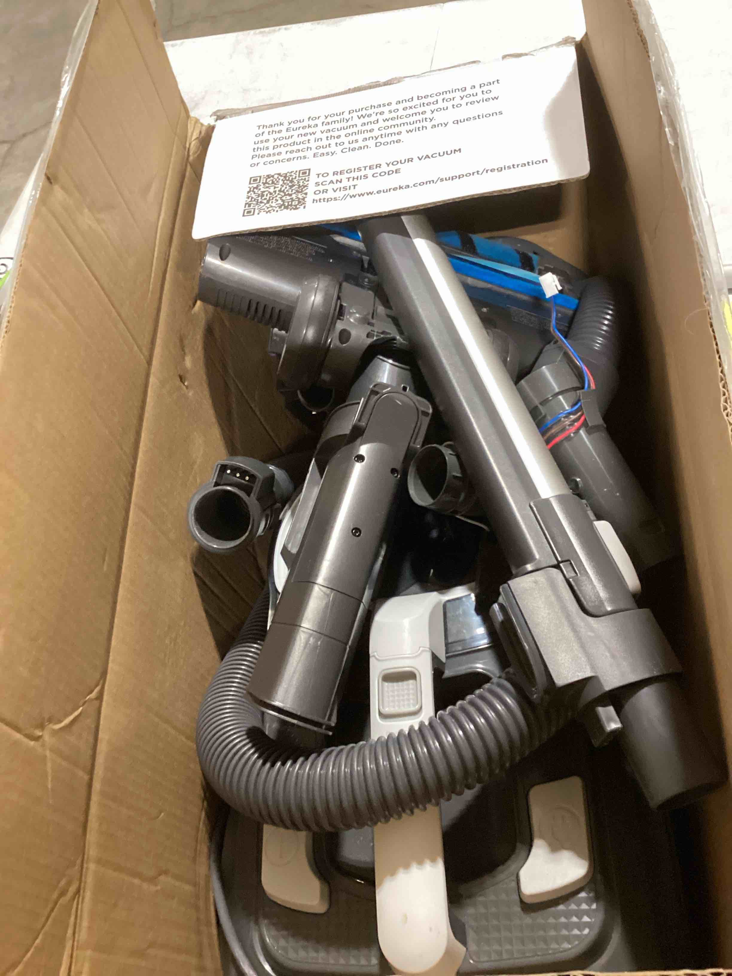 Condition photo showing As Is for Kenmore DC5070 500 Series Bagless Canister Vacuum with Hair Eliminator Brushroll?2-Motor Cyclonic Technology, HEPA Filtration & 24' Auto Cord Rewind for Pet, Carpets, Hard Floors, Stairs, White Hair Eliminator Bagless Canister