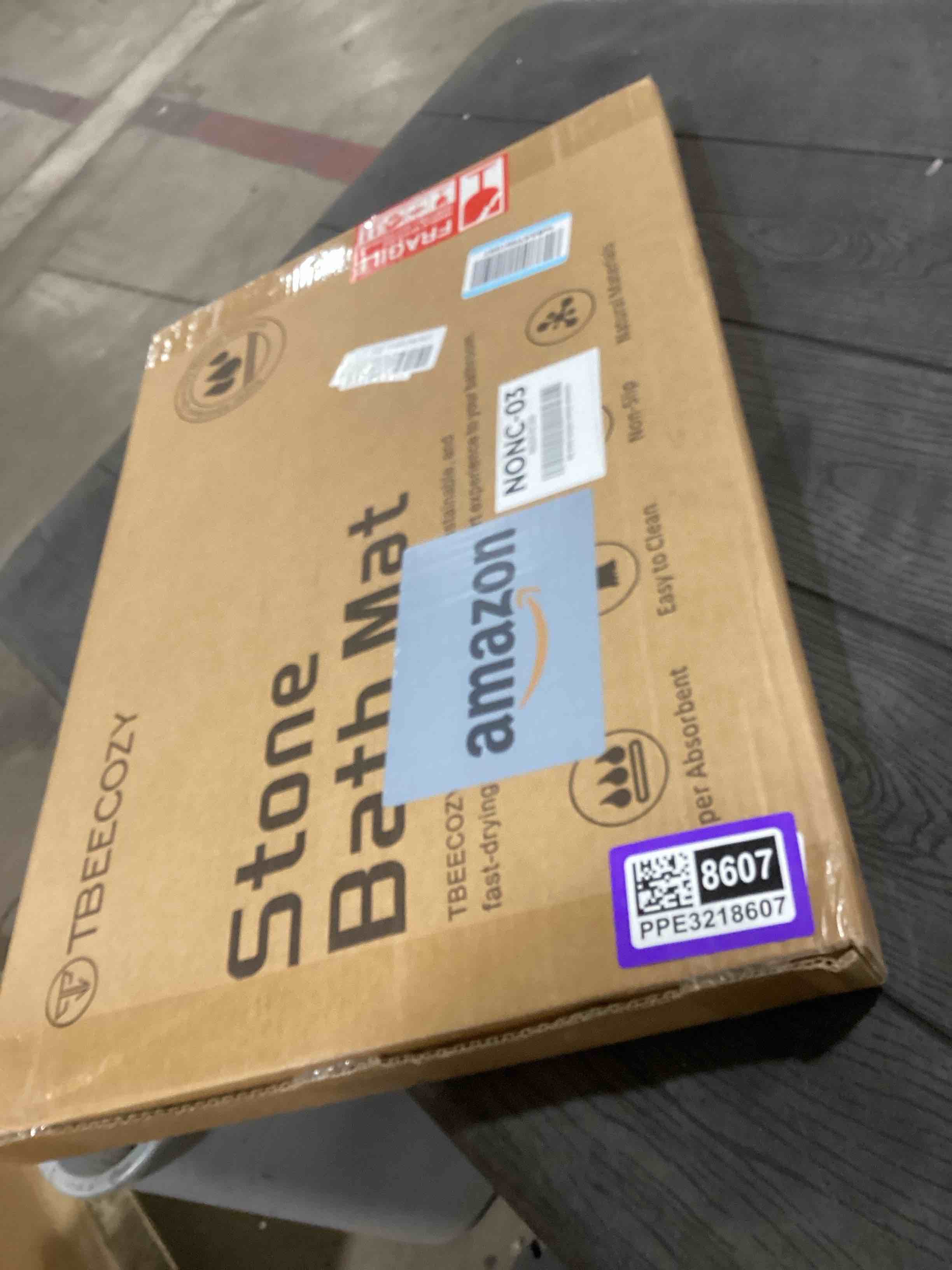 Condition photo showing Good Condition for Stone Bath Mat, Diatomite Fast Drying Non Slip Stone Shower Mat, Super Absorbent for Bathroom & Kitchen, Multi-Use as Pet Mat, Easy to Clean 16"x24", Gray Style 02-gray 16"x24"