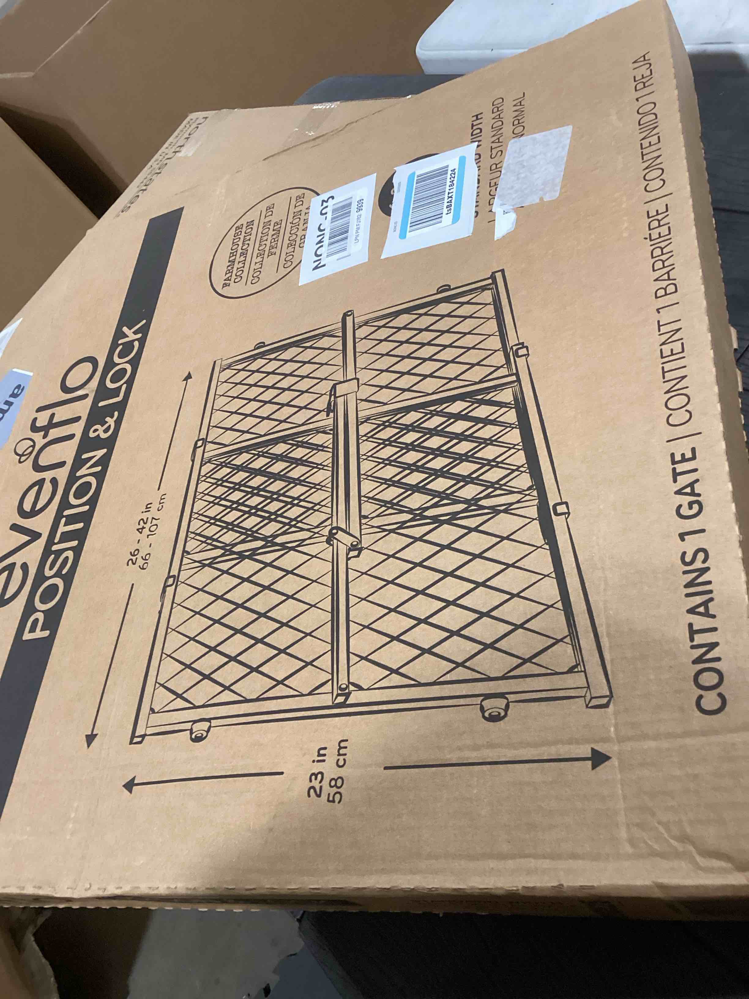 Condition photo showing Good Condition for Evenflo Position & Lock Baby Gate, Pressure-Mounted, Farmhouse Collection