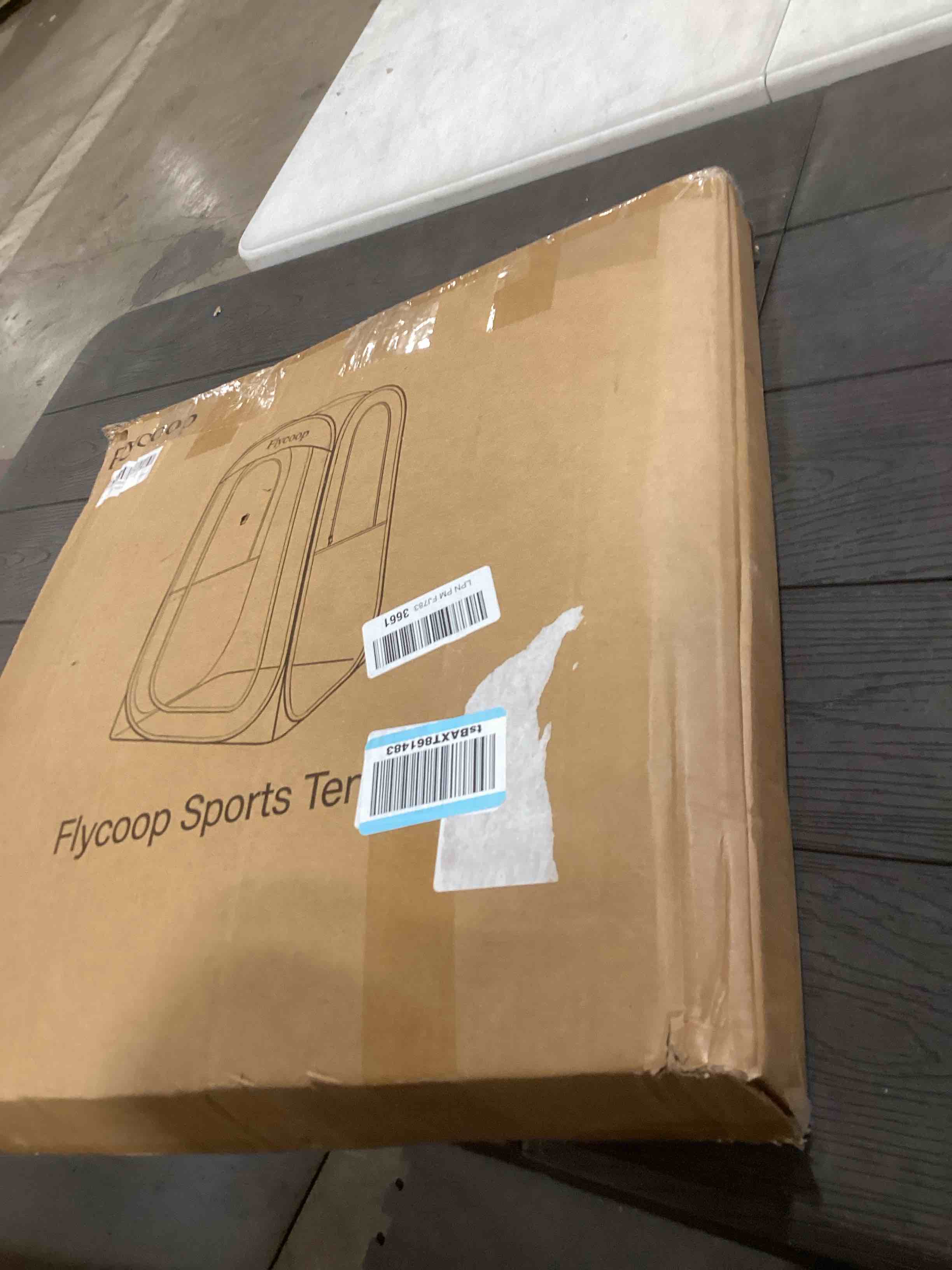 Condition photo showing Good Condition for Sports Tent: Flycoop Portable Weather Pop Up Pod 1 Person to Provide Shelter from Wind Rain and Cold Weather Shelter for Outdoor Activities, Sports Events, Camping and Hiking Black 38.2*38.2*63 inch