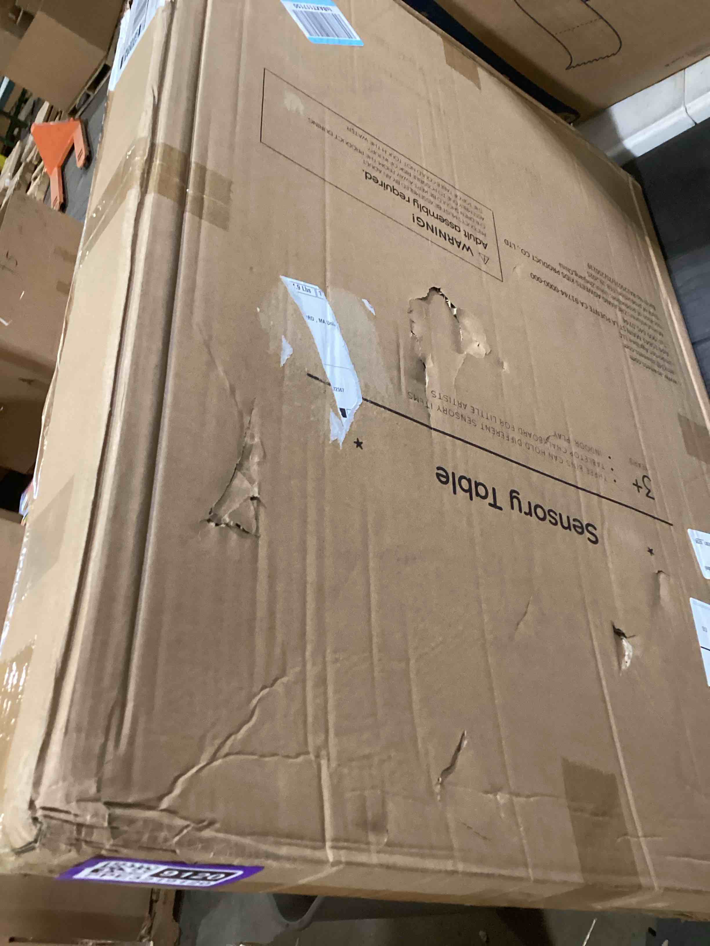 Condition photo showing As Is for Asweets Sensory Table for Toddlers, Indoor Table with Storage Bins, Kids Play Activity Desk for Boys Girls Gift, 29''L x 20''W x 21''H, (3 White Bins) White Bins 1 Large Bin + 2 Small Bins