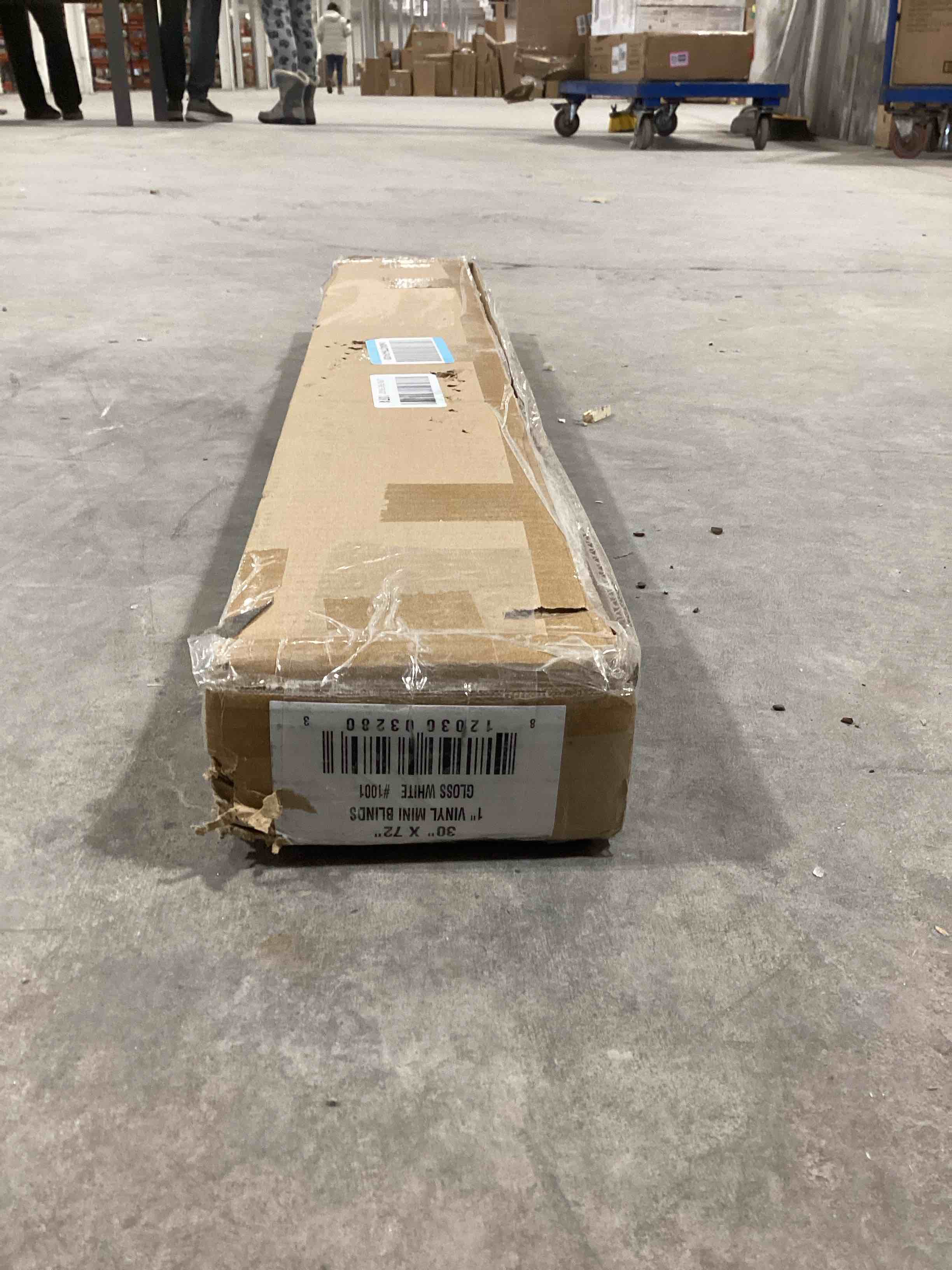 Condition photo showing Good Condition for LOTUS & WINDOWARE Cordless Mini Blind, 1" Vinyl Slats, 30" Wide x 72" Long - White, Window Blinds for Home and Office, Interior Door Blinds - Light Filtering