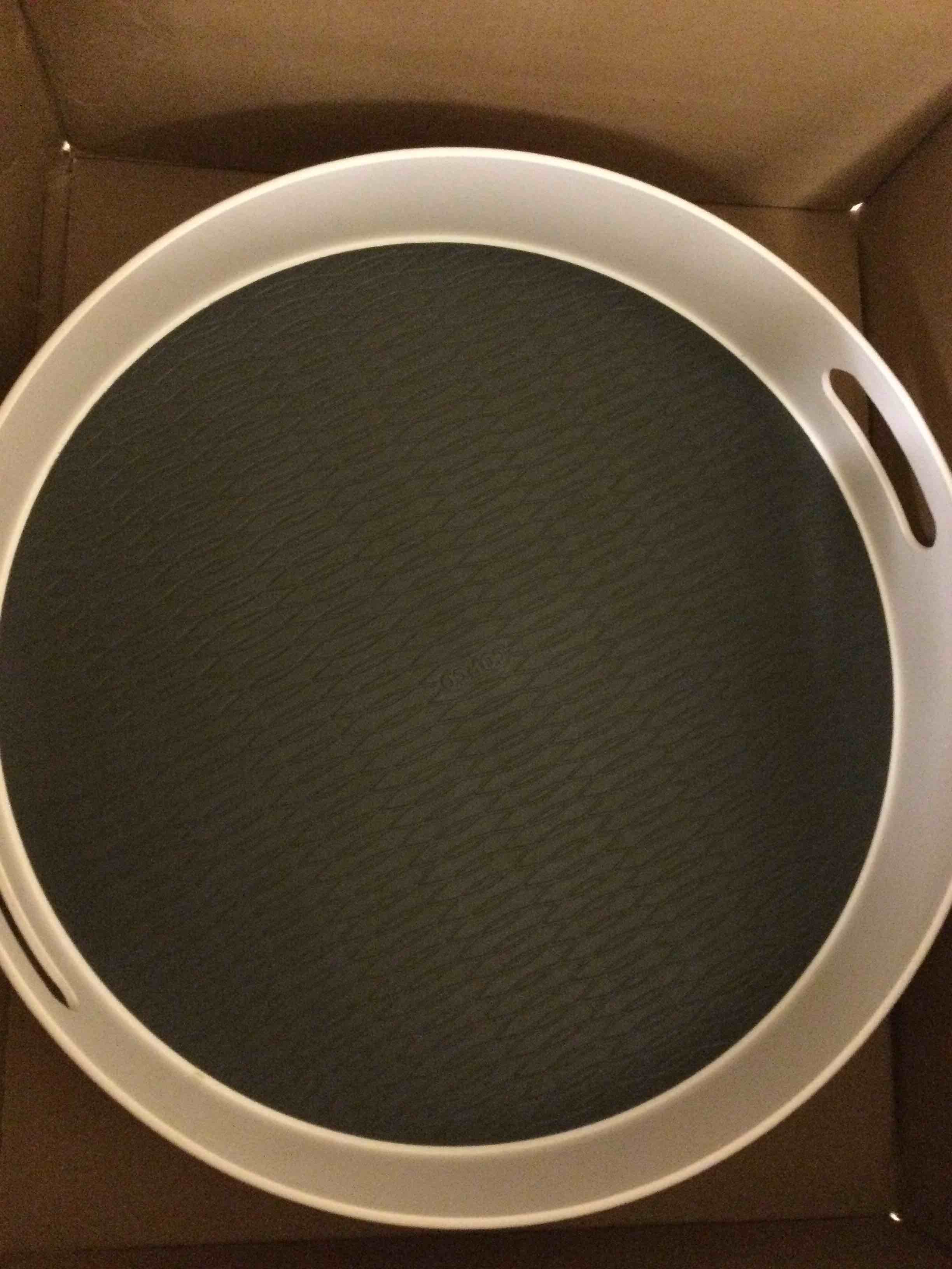 Condition photo showing New/Like New for Copco Under-Sink Pantry and Cabinet Organizer, 18-Inch, Revolving Storage Solution, White and Gray