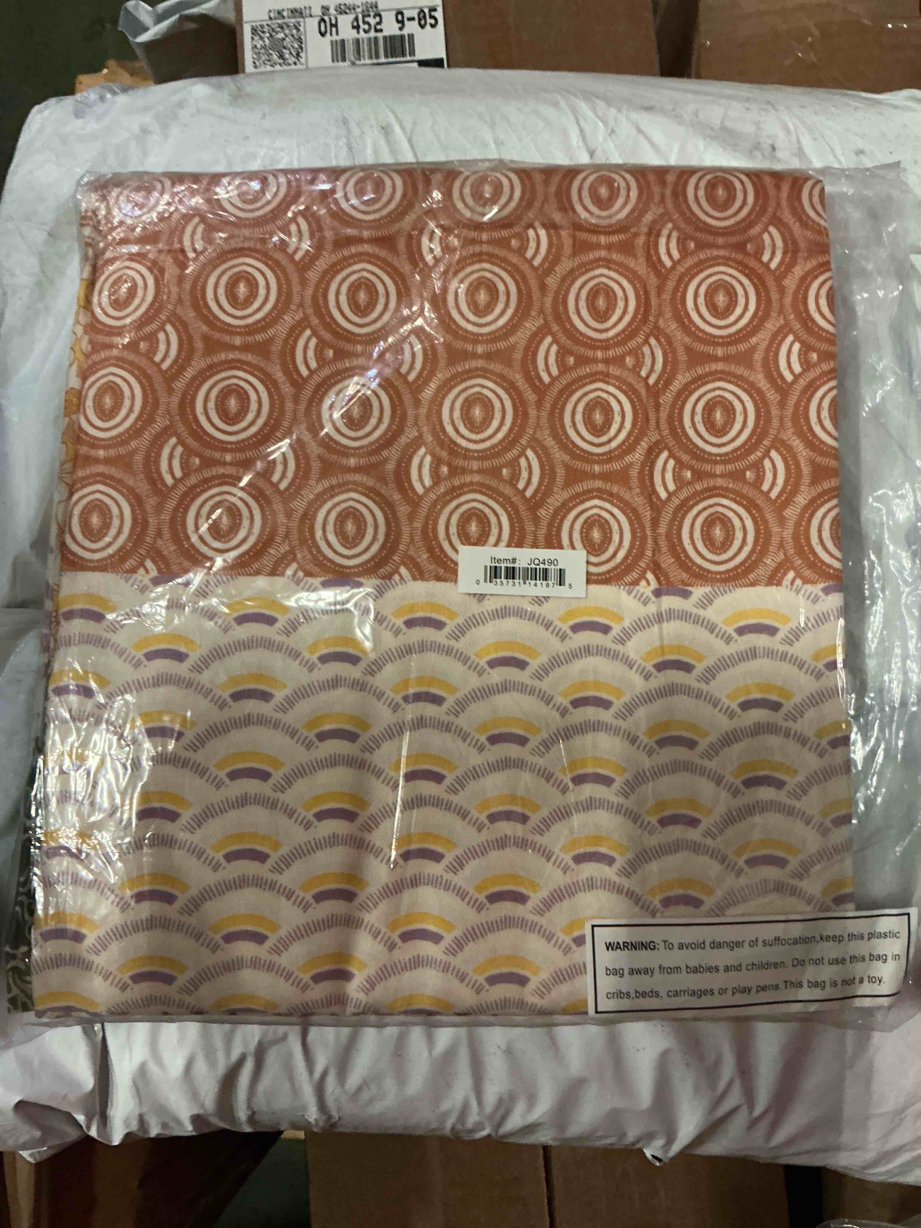 Condition photo showing New/Like New for pastel prairie curtains 54” x 84” 