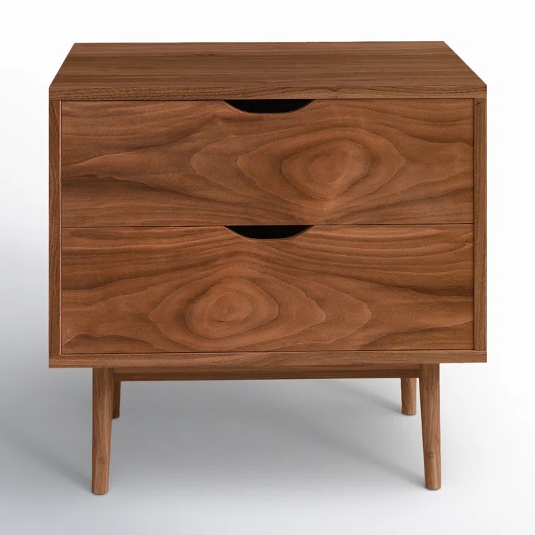 Walnut Indra 2 - Drawer Nightstand
