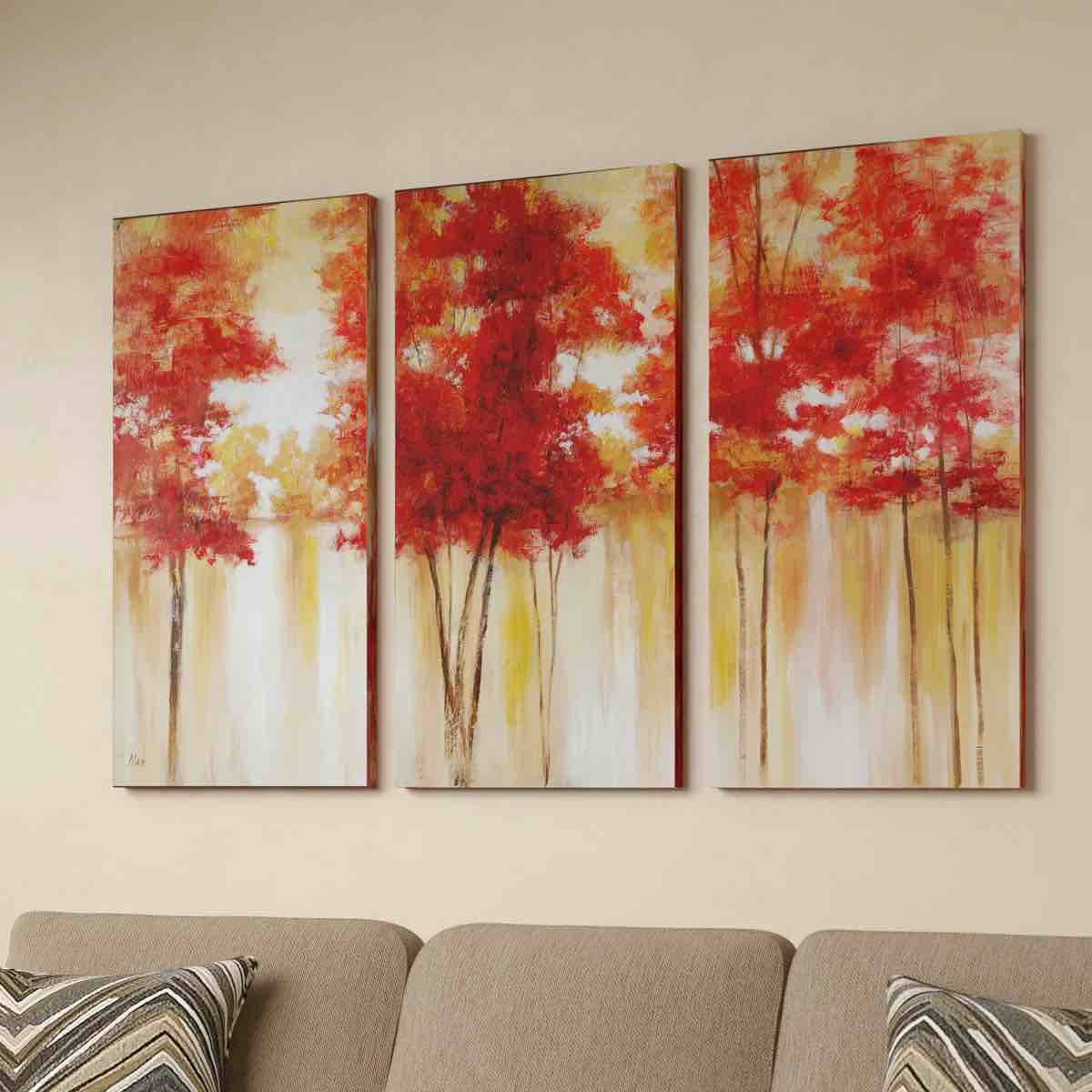 Red Trees " 3 - Pieces 32”x64”
