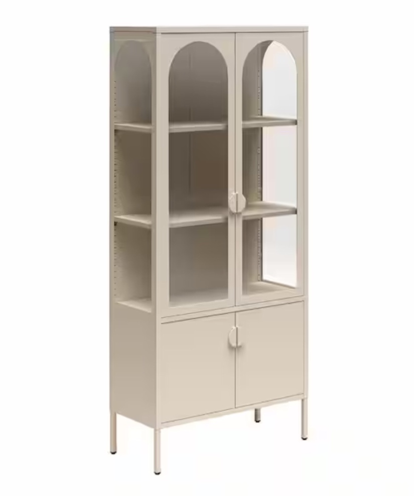 Chloe Tall Metal Display Cabinet with 2 Arched Glass Doors