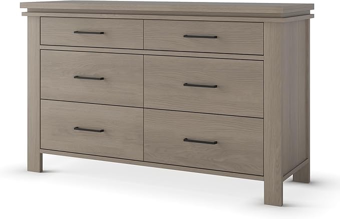 Denman 6 Drawer Double Dresser, Midnight Gray ( incomplete box 1 of 2 )