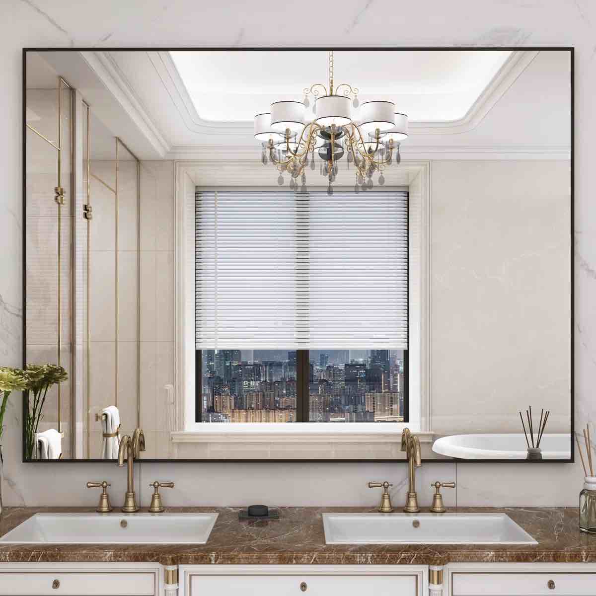 Lesamuel Wall Mounted Vanity Mirror w/ Aluminum Frame for Bedroom, Entryway, Living Room Size: 36" x 48"