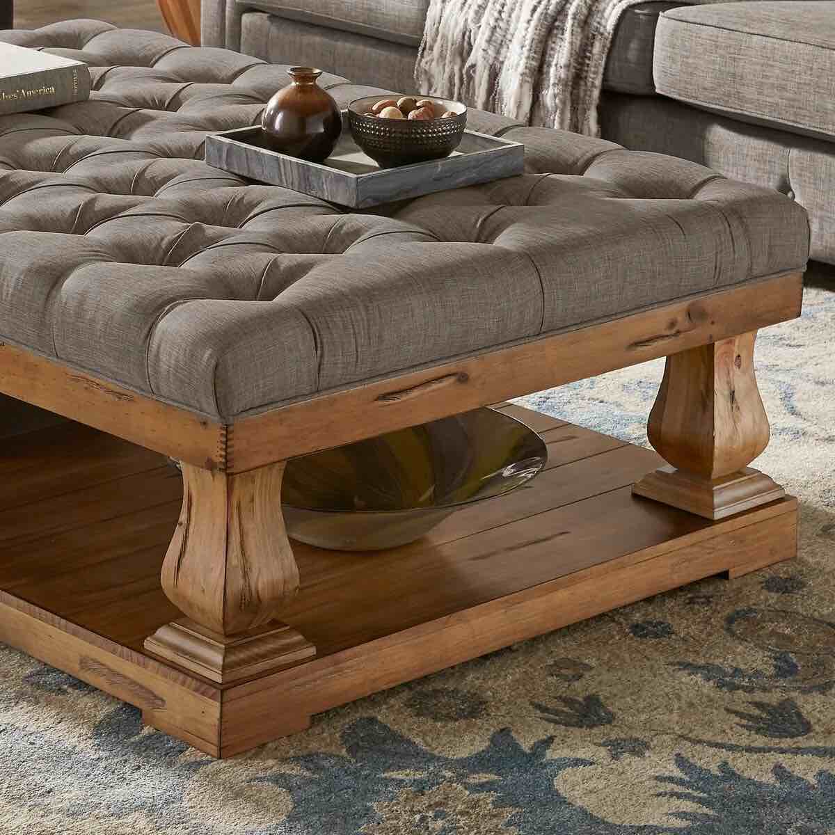 Straight Baulster Leg Open Base Ottoman with Drawer (incomplete ) 