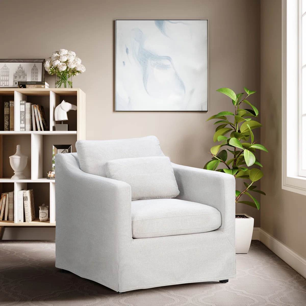 Baese 34.3" Slope Arm Slipcovered Armchair ( pick up 2 box ) 