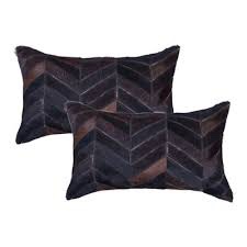 Torino Patchwork Polyfill Cow Hair Pillow- Set of 2