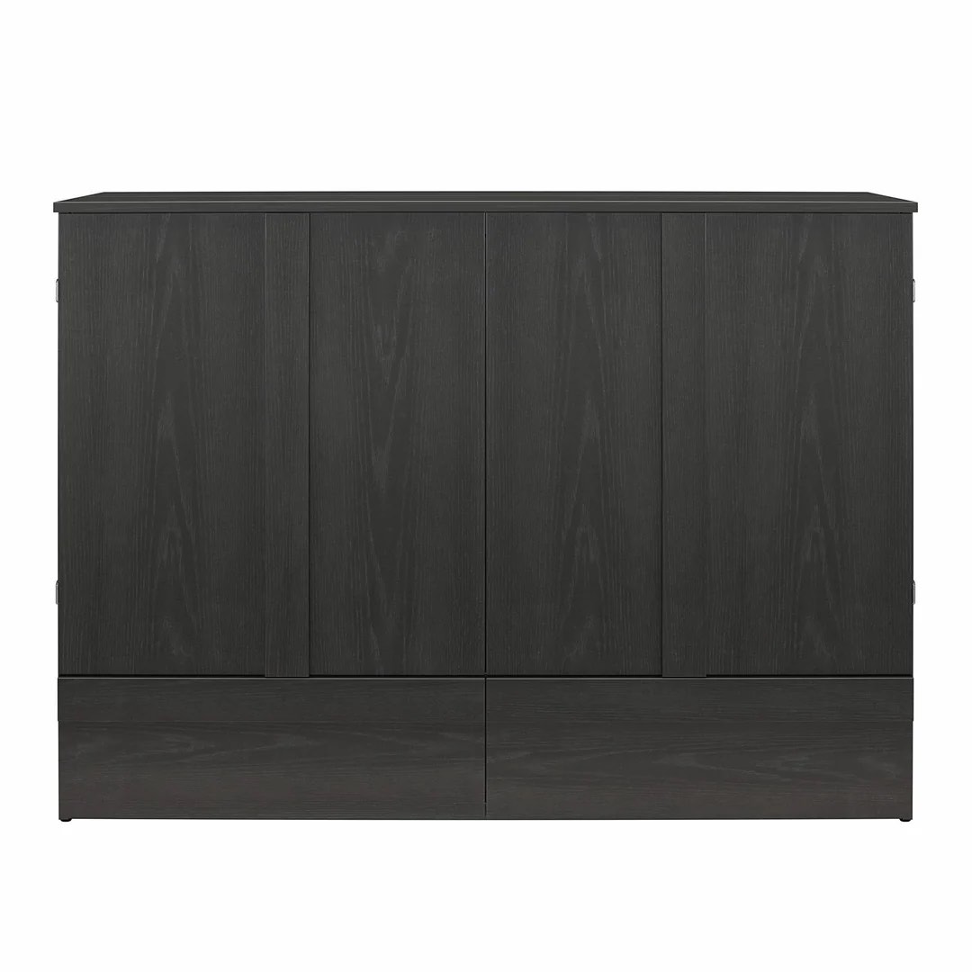 ( incomplete box 2 of 2 ) Paramount Queen Trifold Cabinet Bed With Mattress And Storage Drawers, Black Oak, Box 1 Of 2