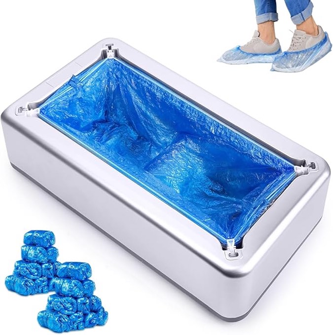 automatic shoe cover dispenser with 200pcs disposable shoe covers sturdy automatic shoe cover machine with shoe covers for indoors reusable non slip waterproof suitable for most shoes size