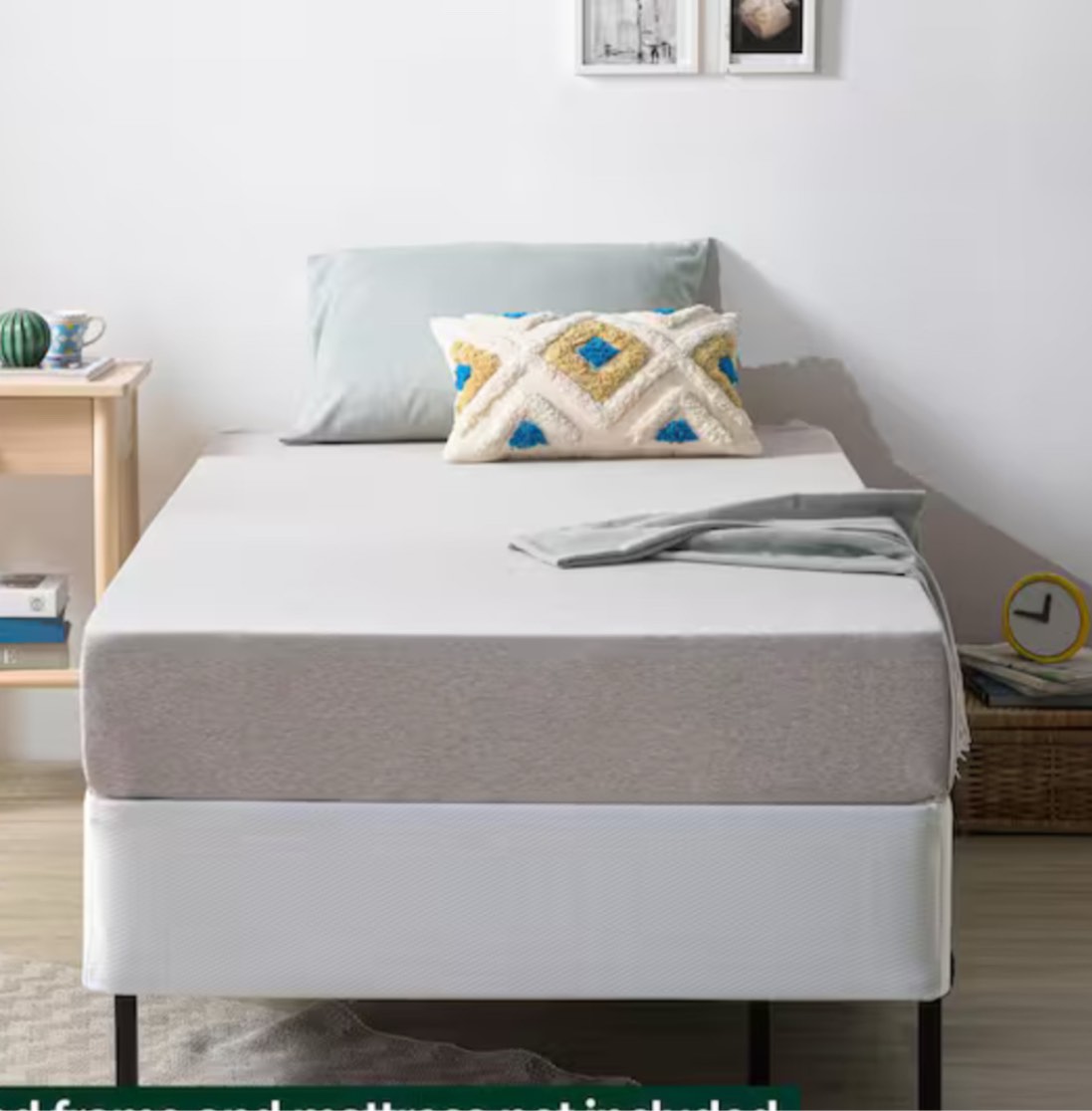 no assembly twin white metal box spring 9 in. profile