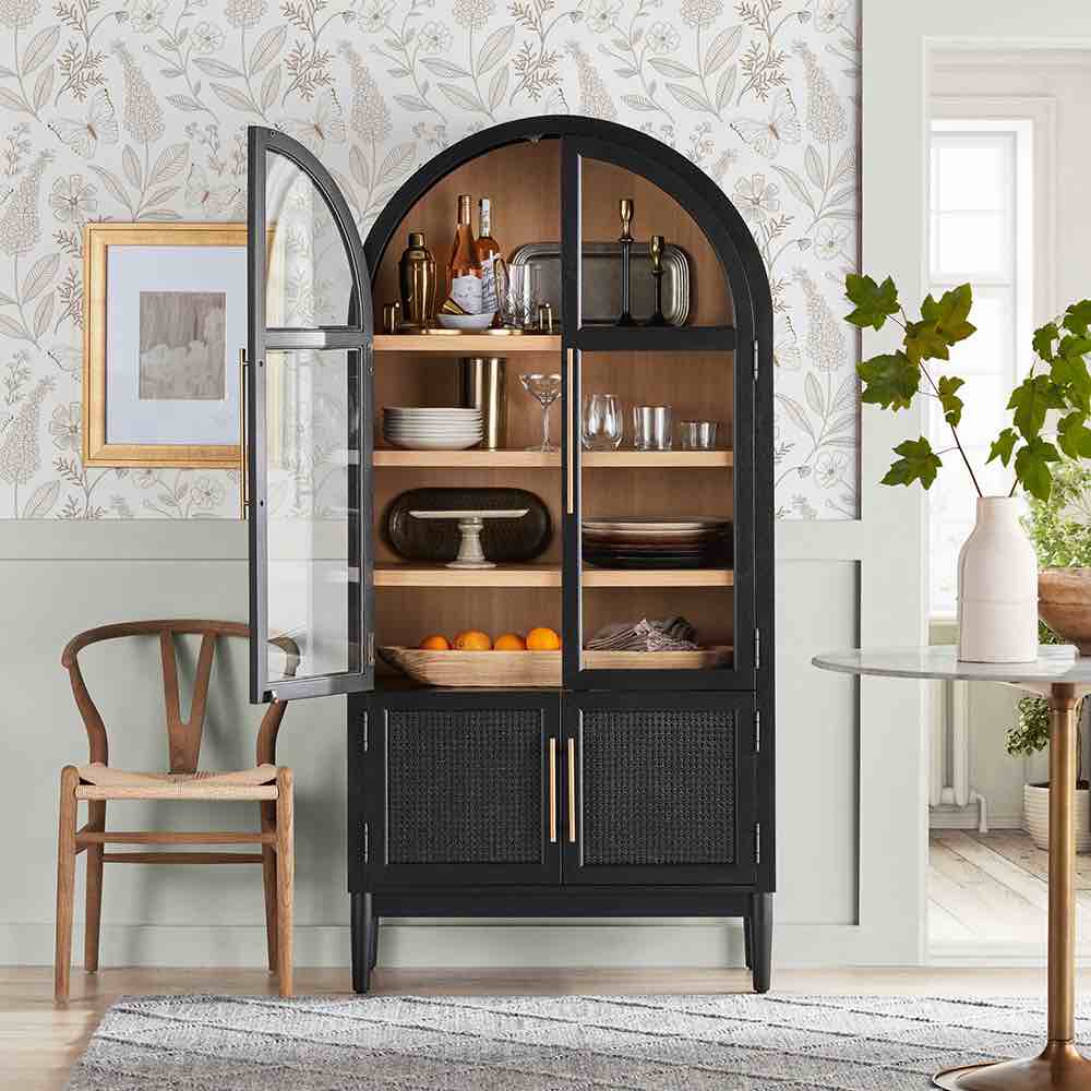 Enzo 74in Black Bookcase Storage Cabinet
