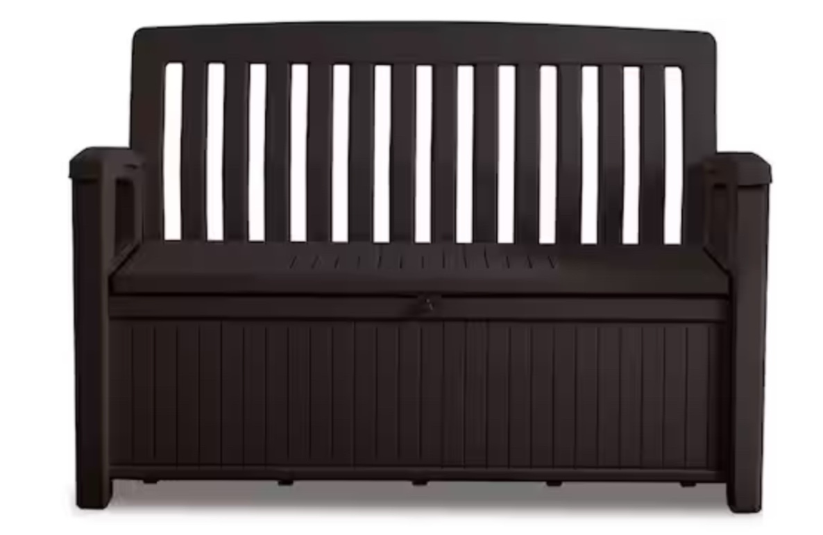 patio 60 gal. brown resin outdoor storage bench