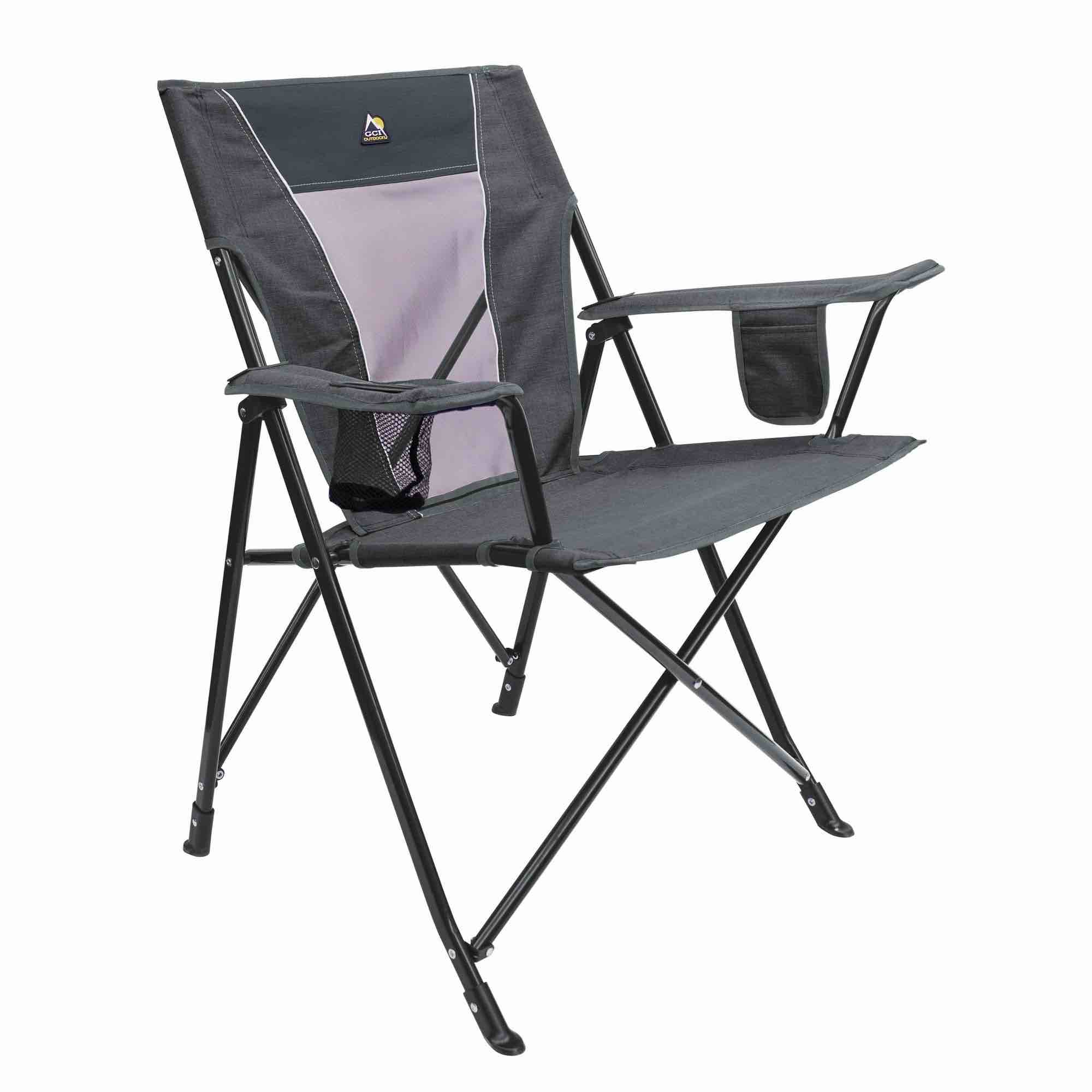 GCI Outdoor Comfort Pro Chair Folding Quad Camp Chair, Heathered Pewter