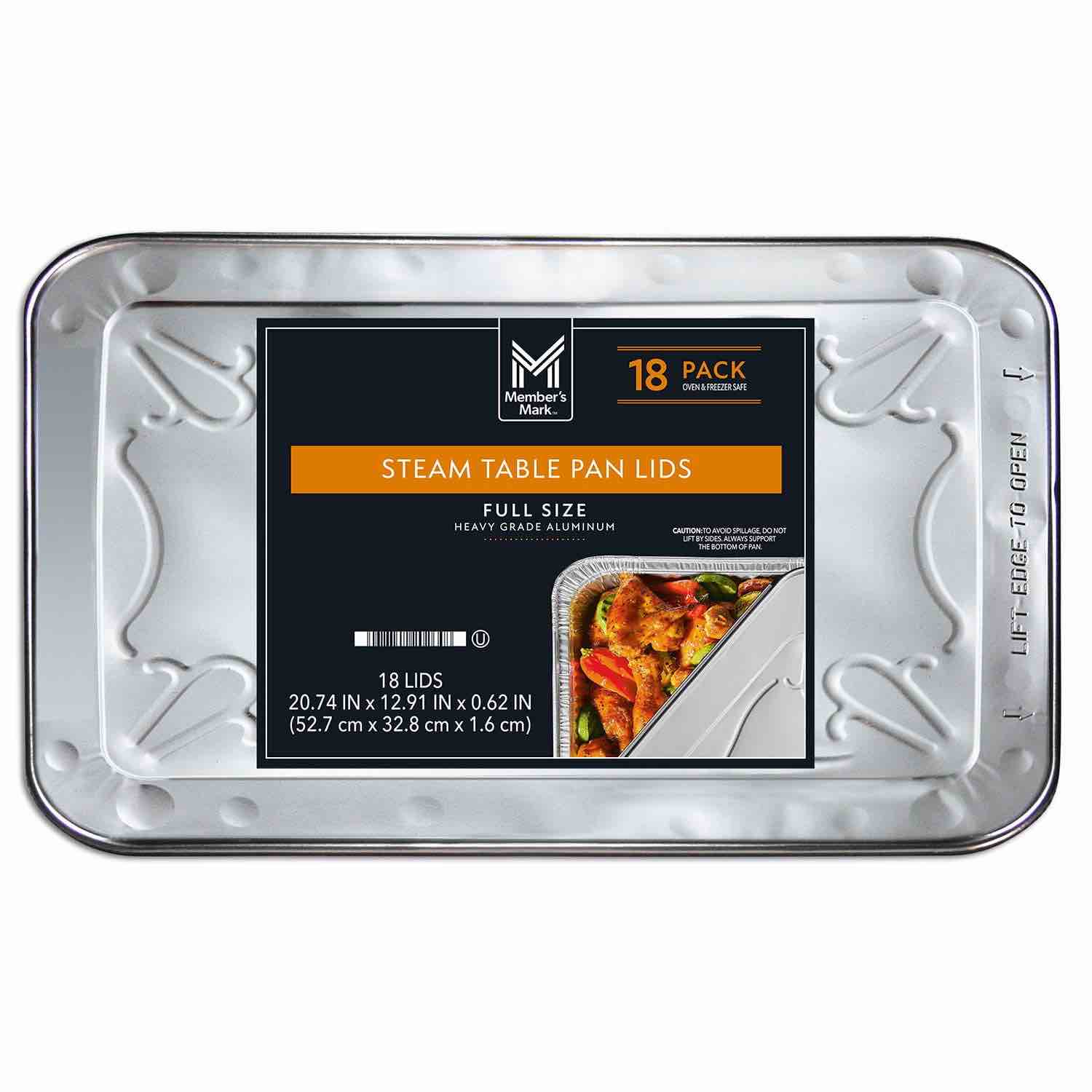 DAILY CHEF Member's Mark Aluminum Steam Table Pan Lids, Full Size, 18 Ct