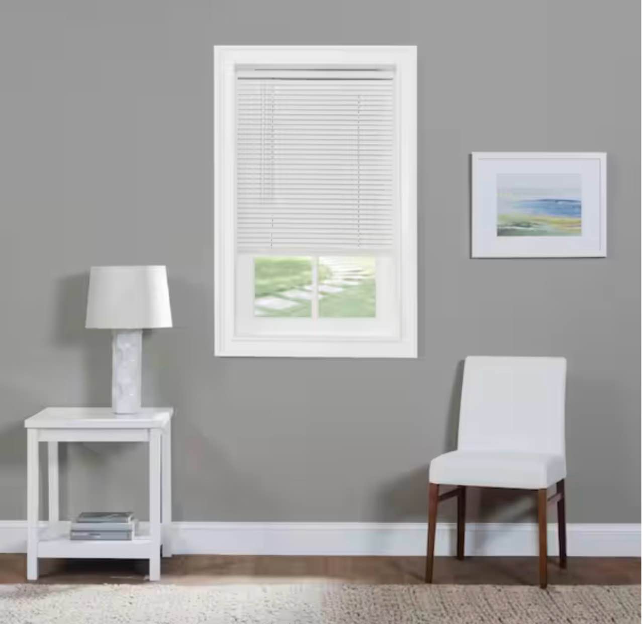 GII Morningstar White Cordless Light Filtering Vinyl Mini Blind with 1 in. Slats 24 in. W x 72 in. L