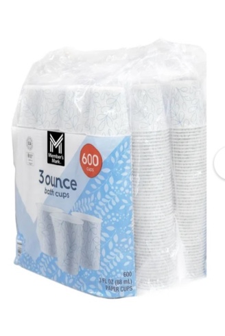 Member's Mark Printed Paper Bath Cold Cup 3 fl. oz., 600 ct.(missing some pieces)