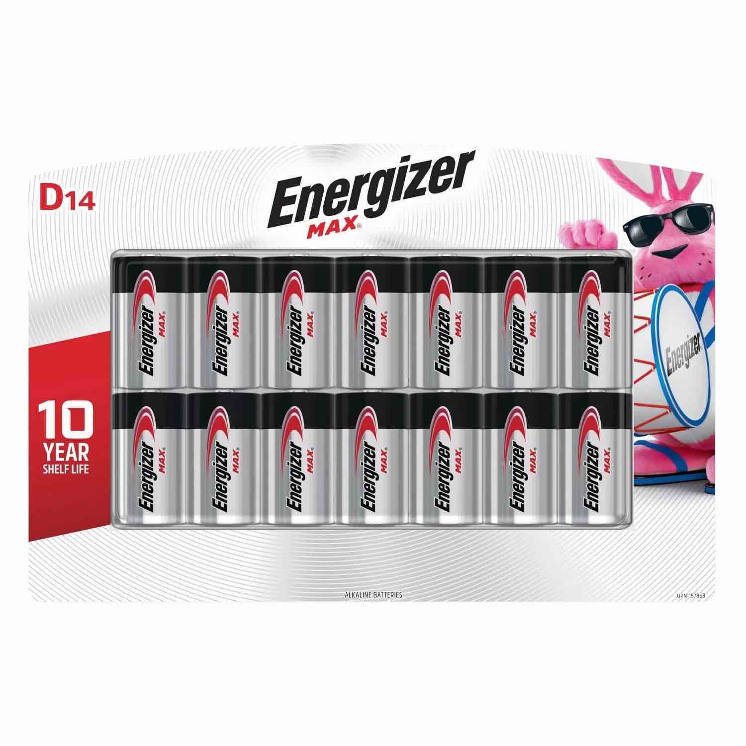 energizer max d batteries d cell alkaline batteries (14 count)