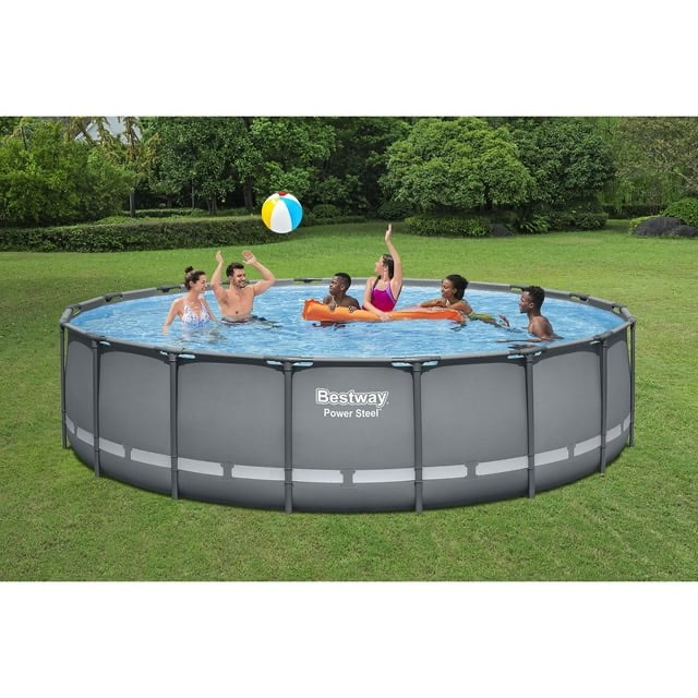 bestway power steel 18’ x 48” round above ground pool set