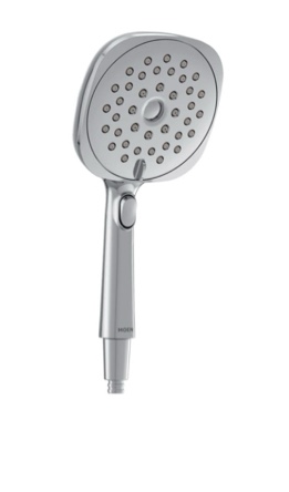 moen verso eco-performance infiniti dial square handheld shower, 6-inch diameter spray head, spot resist nickel, 220h4epsrn