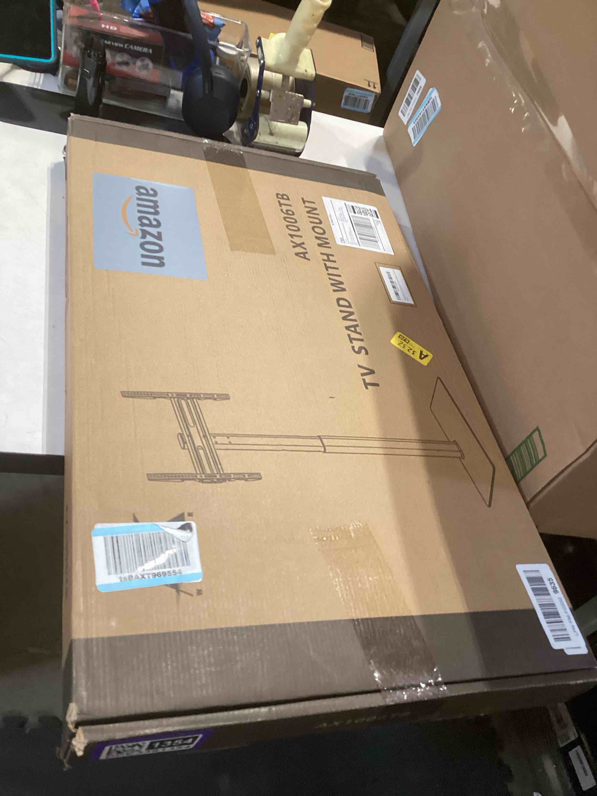 Condition photo showing Good Condition for ax waber universal tv floor stand with mount for 27 to 65 inch tvs,swivel standing tv stand with 9 level height adjustable,space saving design tall tv stand for living room/bedroom/dorm/corner black black floor tv stand