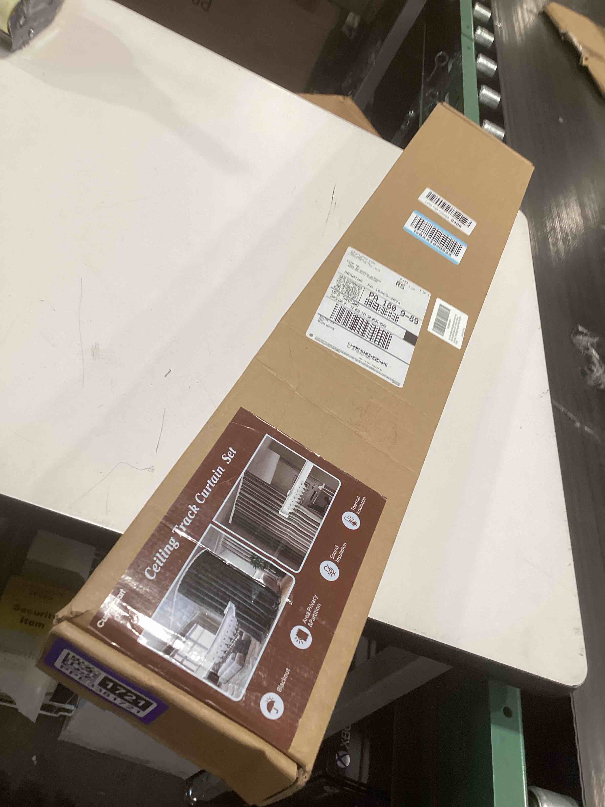 Condition photo showing Good Condition for room divider ceiling curtain track set, blackout privacy curtains room partition flexible track for patio sliding glass door, living room, bedroom, 1 panel beige drape and white rail, w72 x l84 in beige 72"w x 84"l (pack of 1)