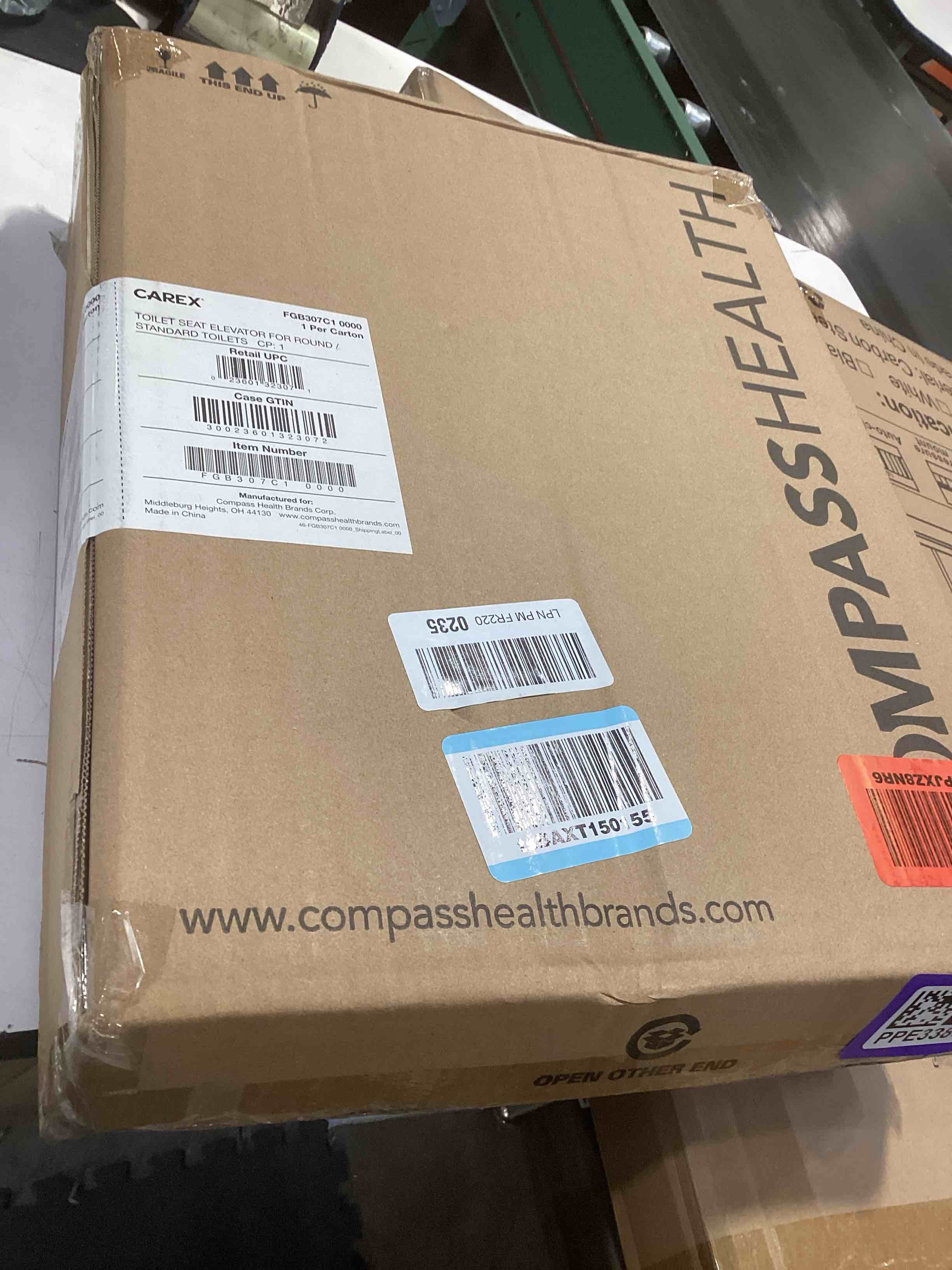 Condition photo showing Good Condition for Carex Toilet Seat Riser, Round Raised Toilet Seat Adds 3.5 inches to Toilet Height, for Assistance Bending or Sitting, 300 Pound Weight Capacity Toilet Riser