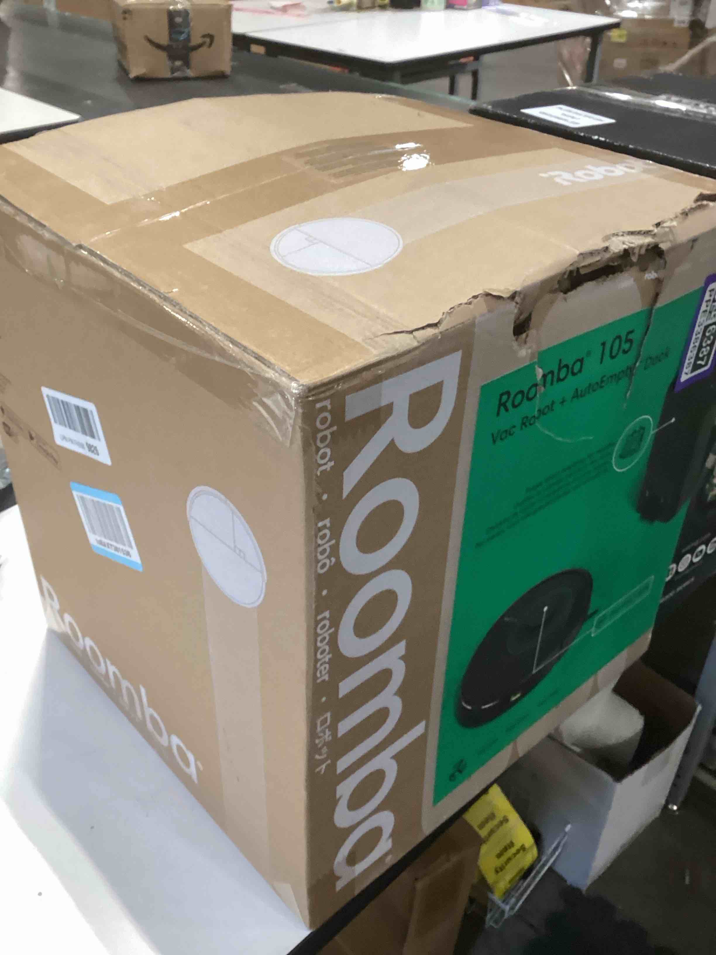 Condition photo showing As Is for iRobot Roomba 105 Vac Robot Vacuum with AutoEmpty Dock for Carpet & Hard Floor - Self-Empties for 75 Days, Easy to use, Intense Power-Lifting Suction, LiDAR Navigation, Cleans in Neat Rows Roomba 105 VAC AE