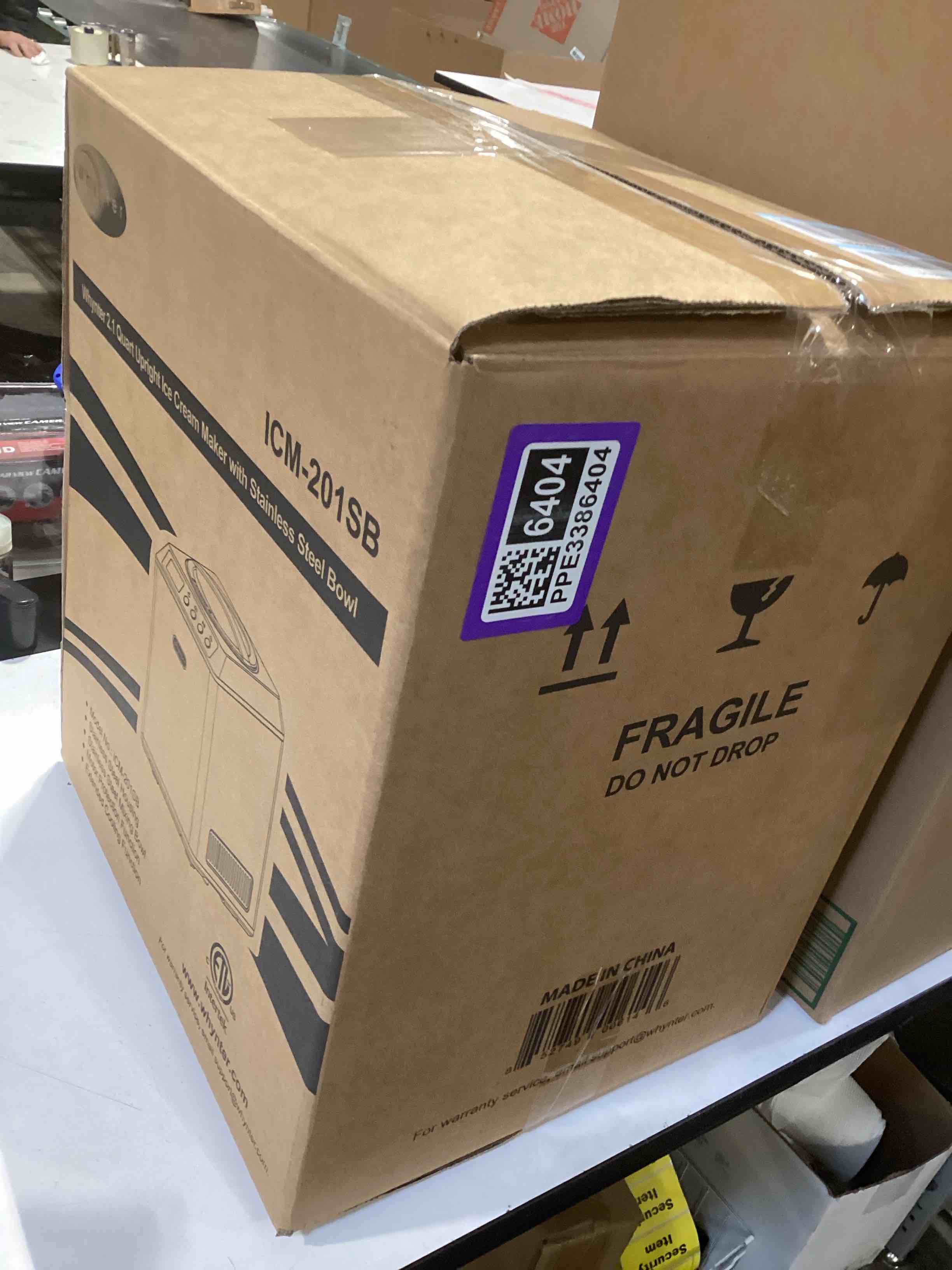 Condition photo showing As Is for Whynter Ice Cream Maker Machine Automatic 2.1 Qt. Upright with Built-In Compressor, LCD Digital Display & Timer, No Pre-Freezing, ICM-201SB, Stainless Steel 2.1 Quart Stainless Steel