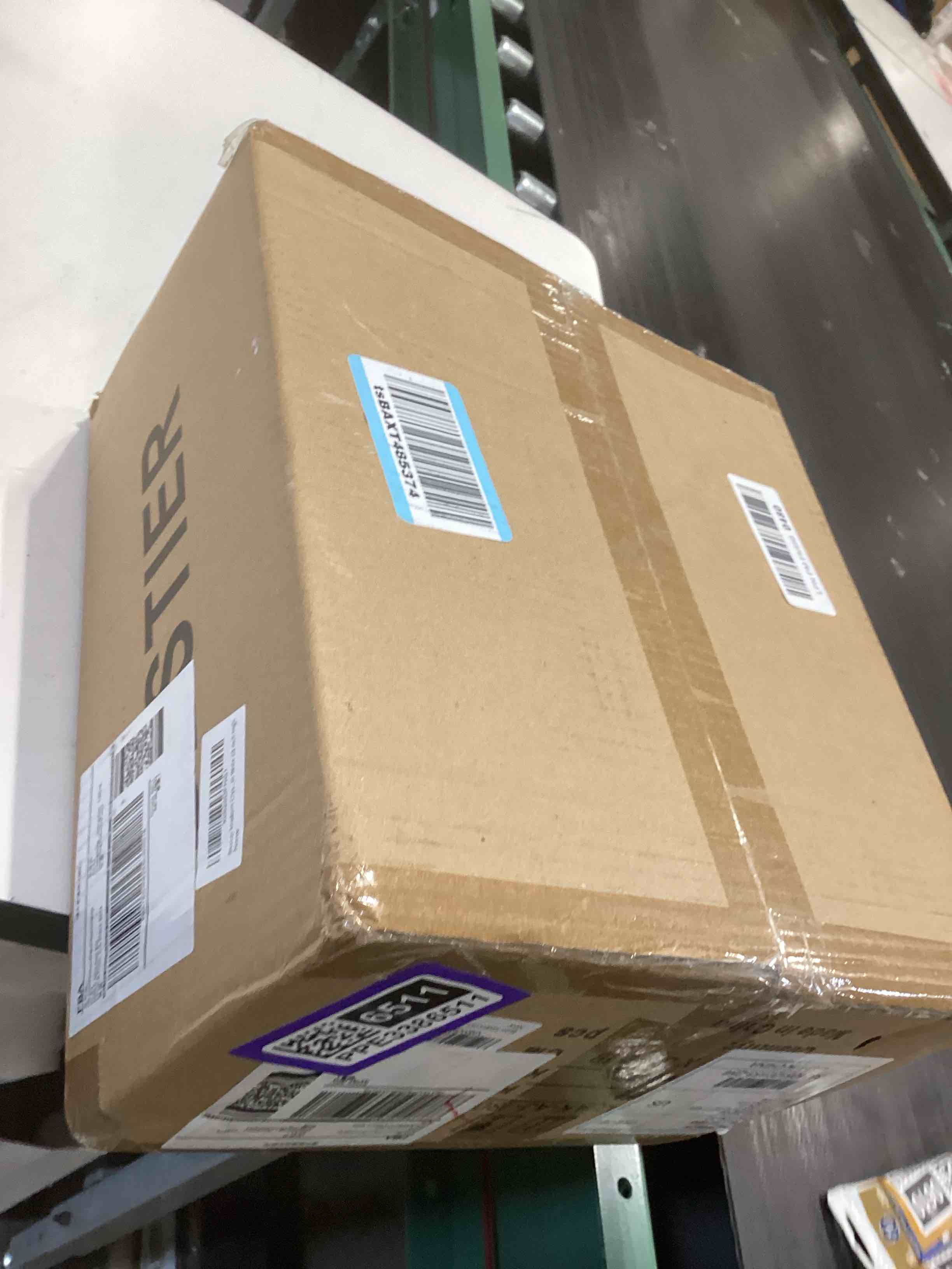 Condition photo showing As Is for Bestier Chrome Modern Crystal Square Raindrop Chandelier Lighting Flush Mount LED Ceiling Light Fixture Pendant Lamp for Dining Room Bathroom Bedroom Livingroom 4 GU10 Bulbs Required 12" Wide 20" High W12" x H20"