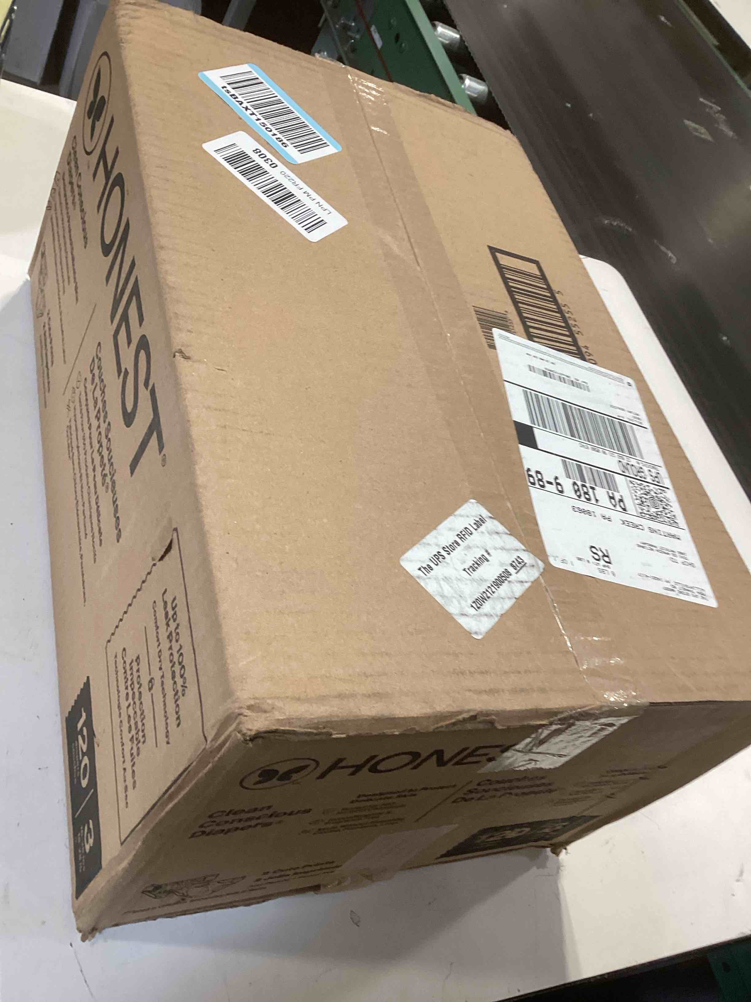 Condition photo showing Good Condition for The Honest Company Comfort Dry Disposable Diapers for Sensitive Skin, Hypoallergenic, Just Peachy + Flower Power, Super Club Box Size 3 (16–28 lbs) 120 Count
