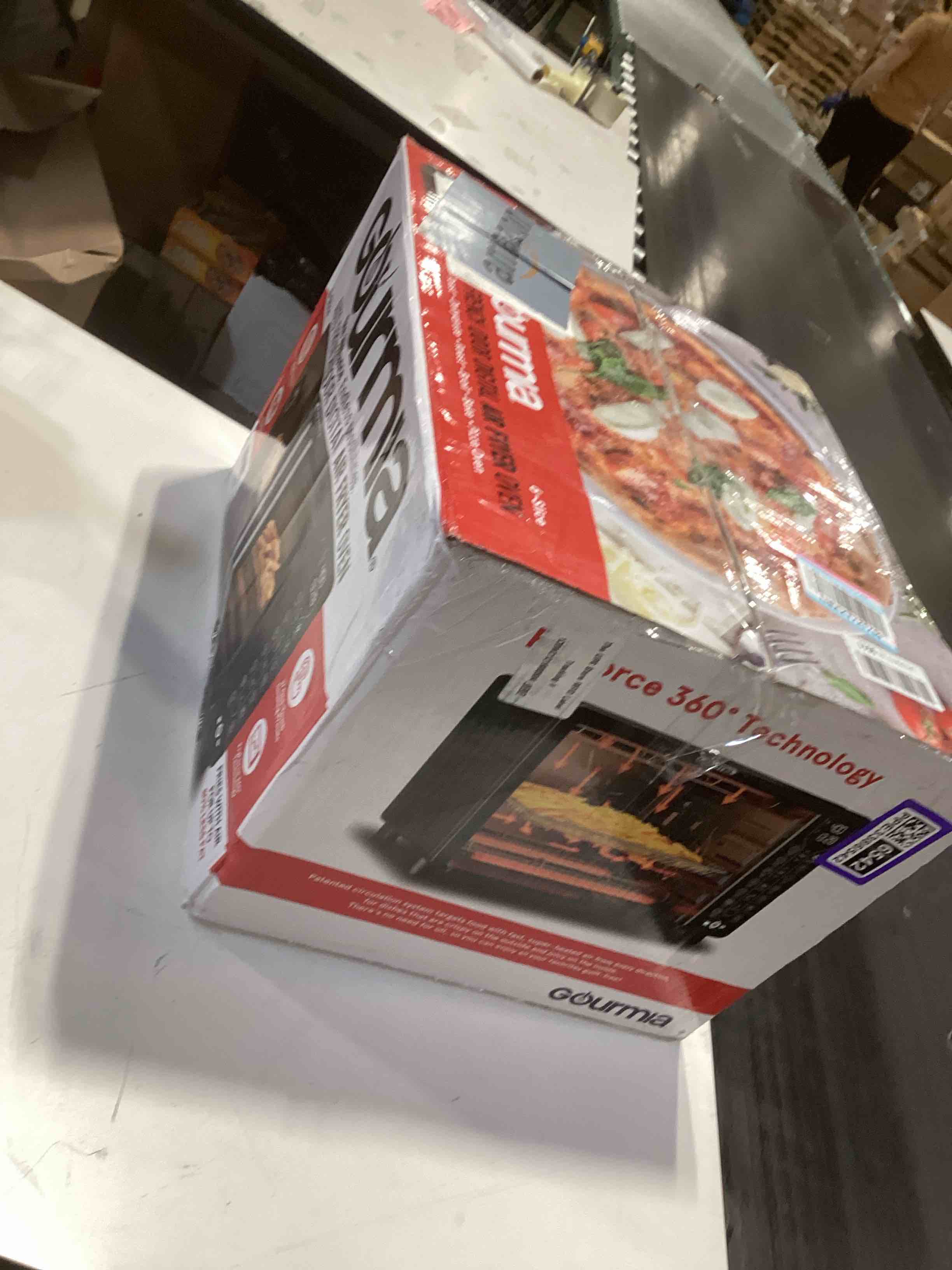 Condition photo showing As Is for Gourmia French Door Air Fryer – 25 Qt Large Capacity Convection Oven, Fryforce 360°, Digital Display with 17 Cooking Presets, Bake, Toast, Roast, Dehydrate, Fits 12” Pizza
