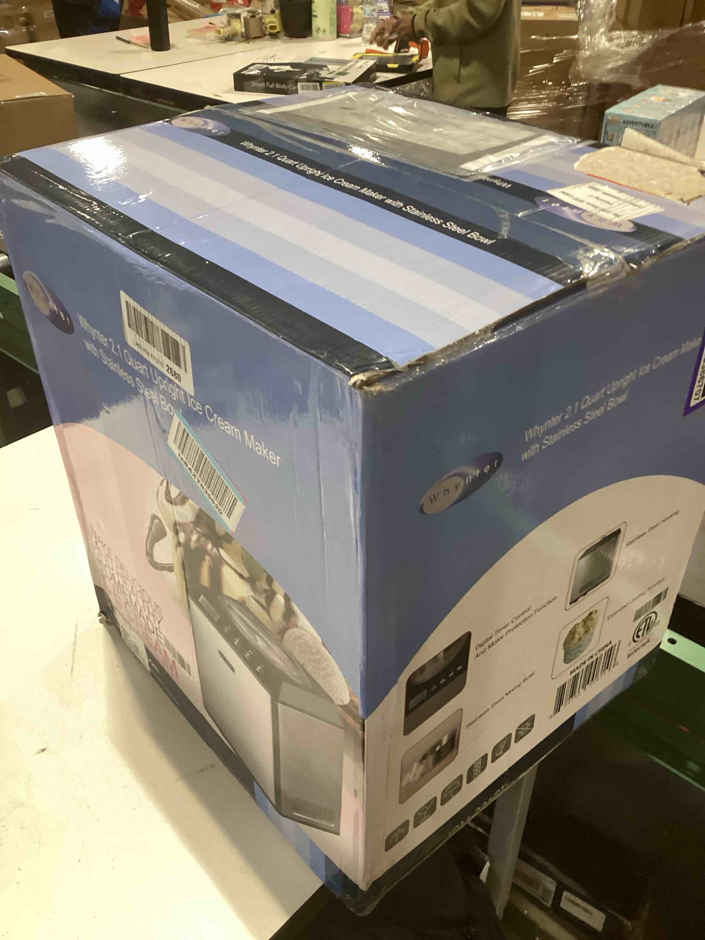 Condition photo showing As Is for Whynter Ice Cream Maker Machine Automatic 2.1 Qt. Upright with Built-In Compressor, LCD Digital Display & Timer, No Pre-Freezing, ICM-201SB, Stainless Steel 2.1 Quart Stainless Steel