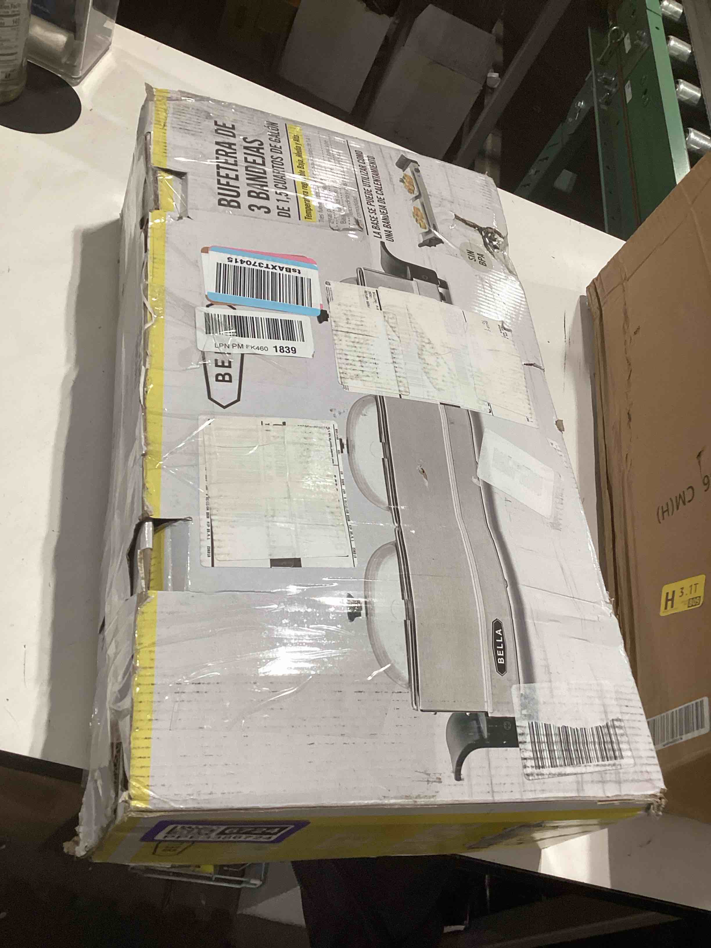 Condition photo showing As Is for BELLA 4.5 Quart Triple Electric Buffet Server, Food Warming Tray & Slow Cooker - Brushed Stainless Steel Heated Serving Station for Parties & Catering