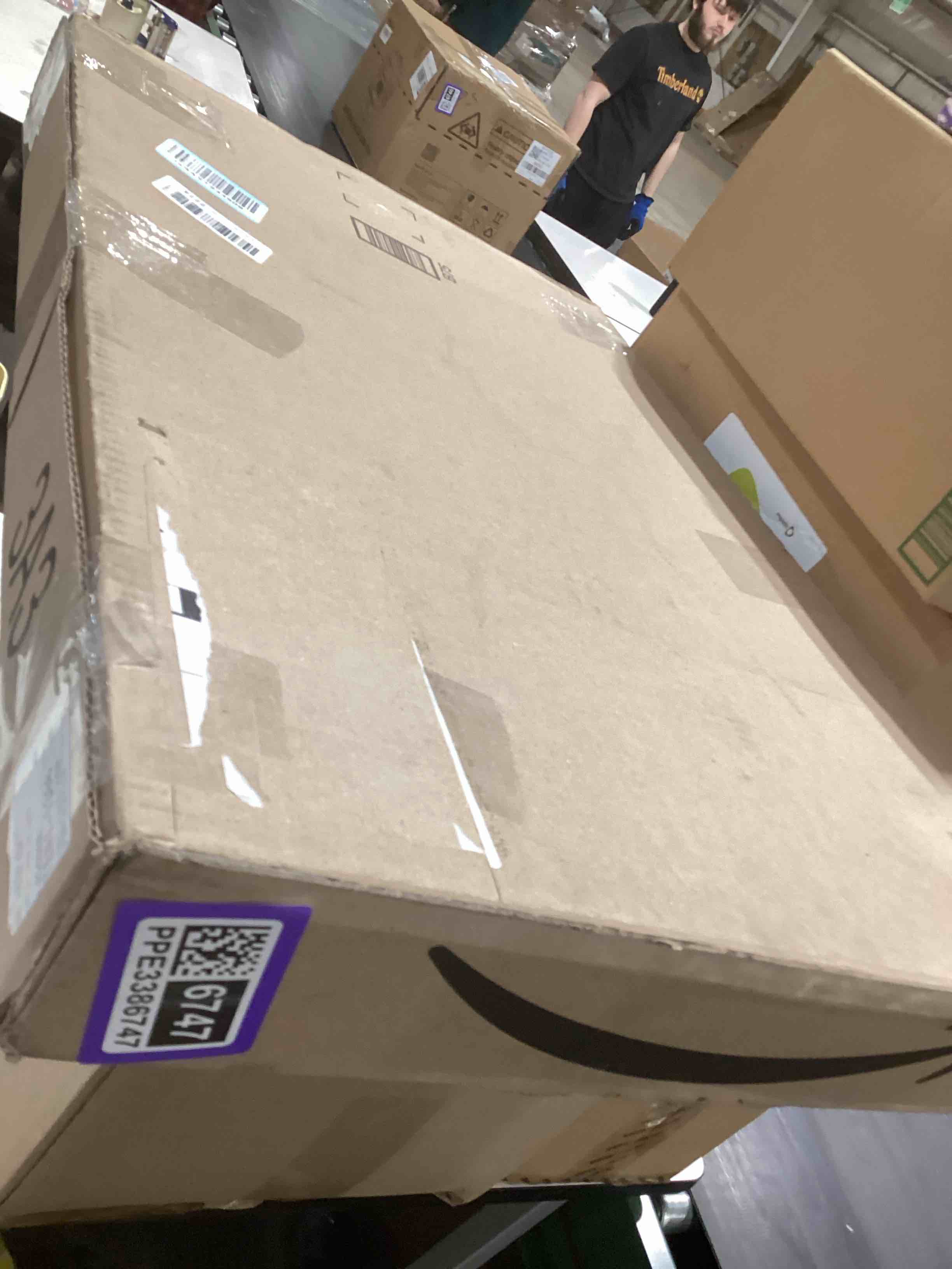 Condition photo showing As Is for Bernhard Products Large Decorative Wall Clock 20 Inch Silent Non Ticking Battery Operated Quartz Vintage Stylish with Rustic Dark Brown Rim for Home Living/Dining Room Kitchen & Over Fireplace Rustic Brown