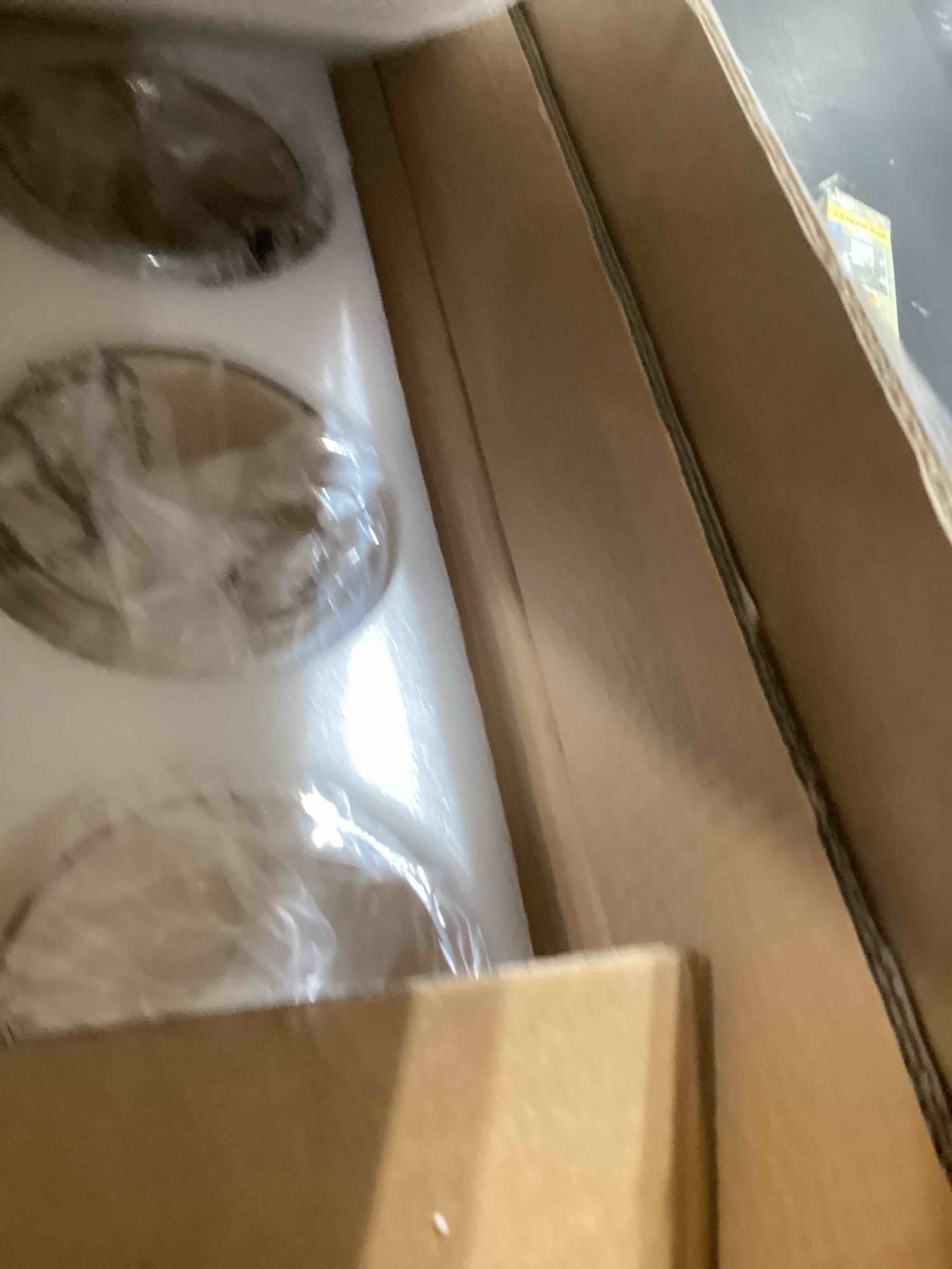 Condition photo showing As Is for Pendant Lights 3 Pack,Pendant Kitchen Island Light with Amber Glass Shade,Gold Pendant Light Adjustable Hanging Light for Dining Room,Kitchen Island,Hallway,Living Room and Coffee Shop