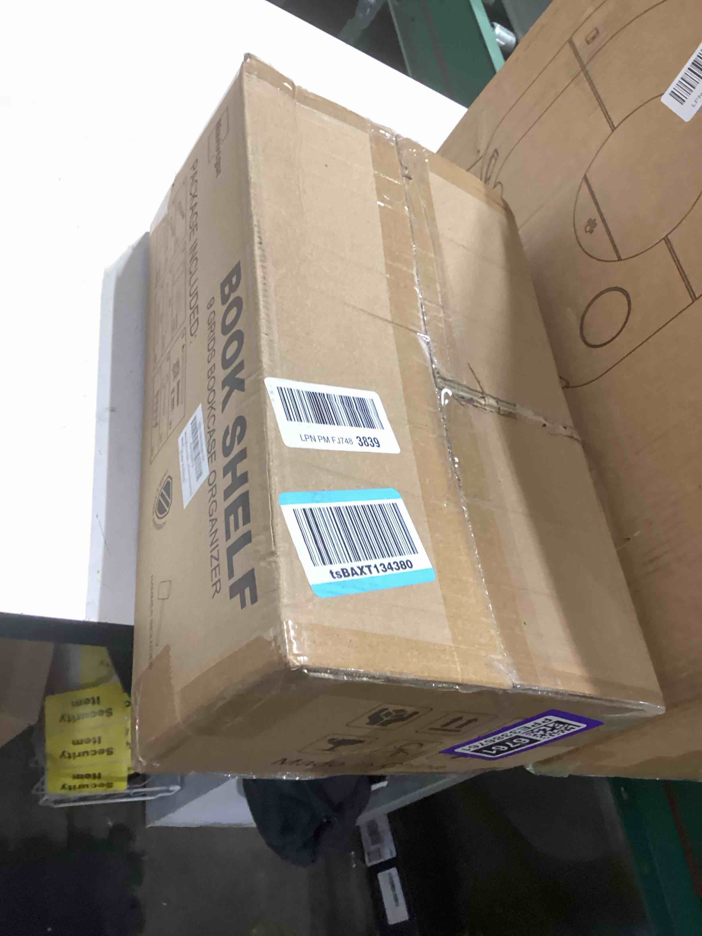 Condition photo showing As Is for Mavivegue Book Shelf, 9 Cube Storage Organizer, DIY Bookcase, Metal Cube Bookshelf, Tall Book case for Bedroom, Living Room,Office, Closet Storage Organizer, Black Cubicle Storage Rack Black 9-Grid