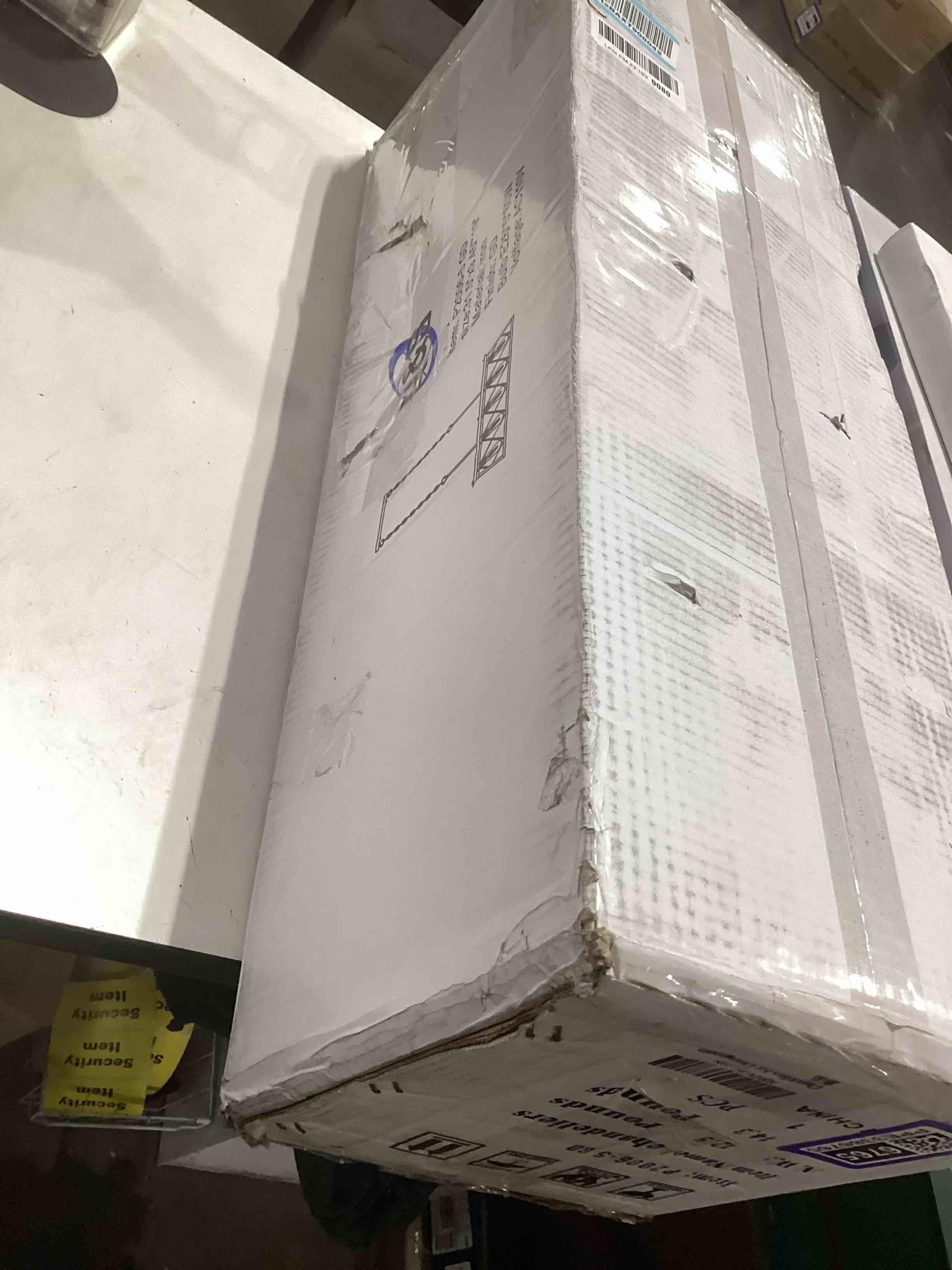 Condition photo showing As Is for Q&S Modern Farmhouse Chandelier Light Fixtures,5-Lights Gold Linear Industrial Light Fixtures for Kitchen Island Bar Dining Table UL Listed Gold-5